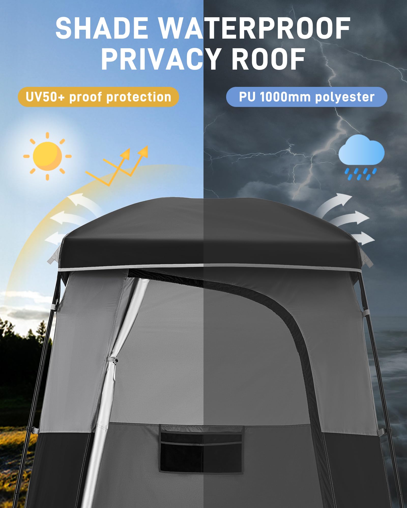 **KingCamp Oversized Camping Shower Tent - Portable Privacy Shelter for Outdoor Showers & Changing Room | Easy Setup, Includes Shower Bag | Ideal for Camping, Beach, RV Trips & Backpacking (1 Room/2 Room Options)**