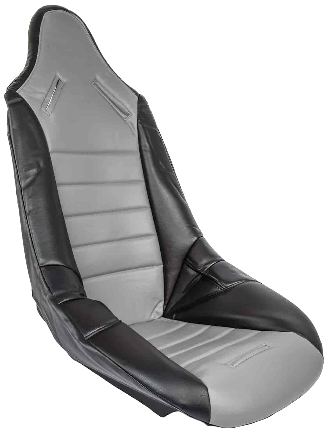 JEGS Pro High Back II Vinyl Seat Cover - Gray with Black Trim | Universal Fit for Cars, Trucks & SUVs | Easy Installation with Male Snaps | Durable Protection for Racing, Off-Road & Daily Driving