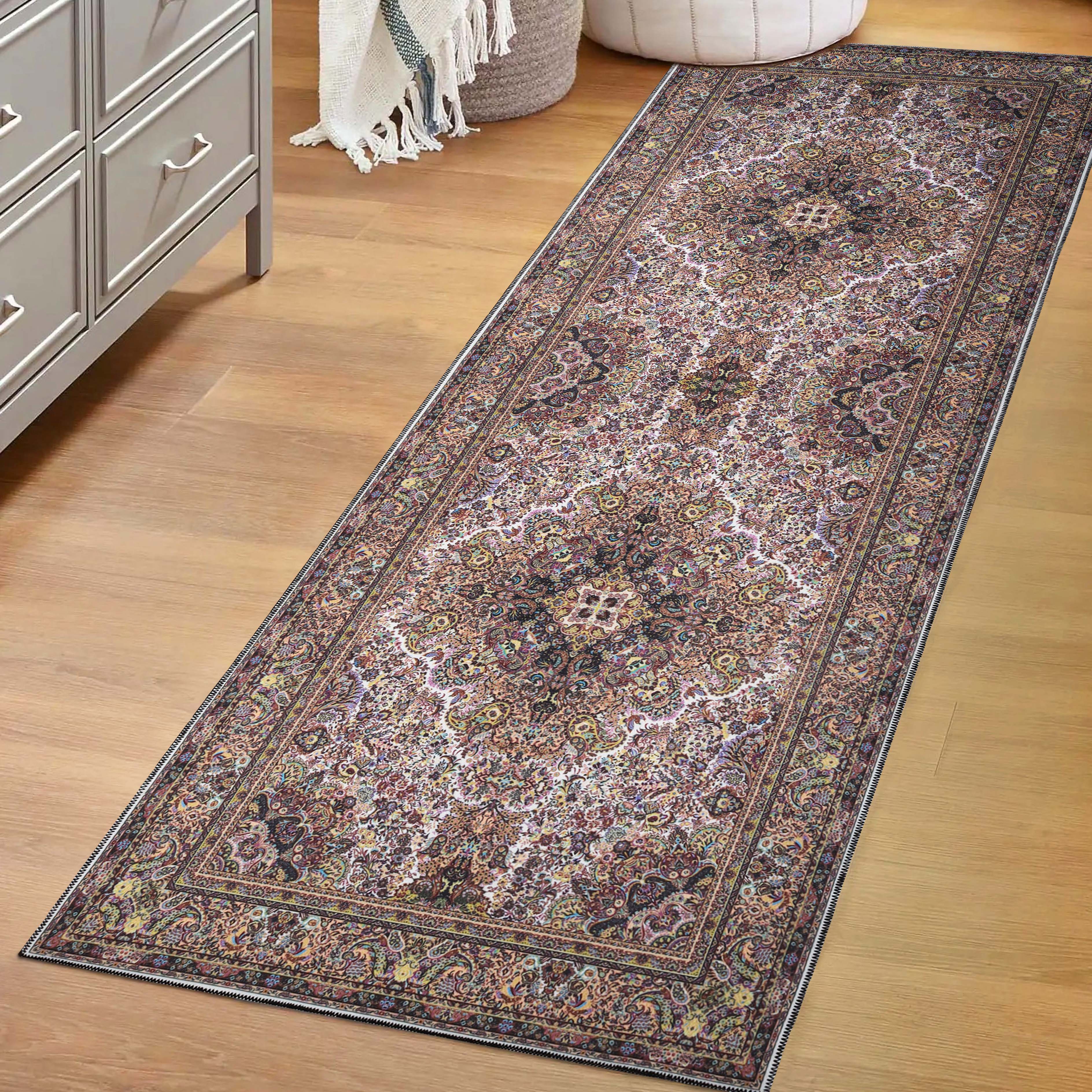 Flamingo Medallion Machine Washable Indoor Area Rug - Non-Slip Soft Living Room Carpet Runner for Bedroom, Hallway & Entryway Decor
