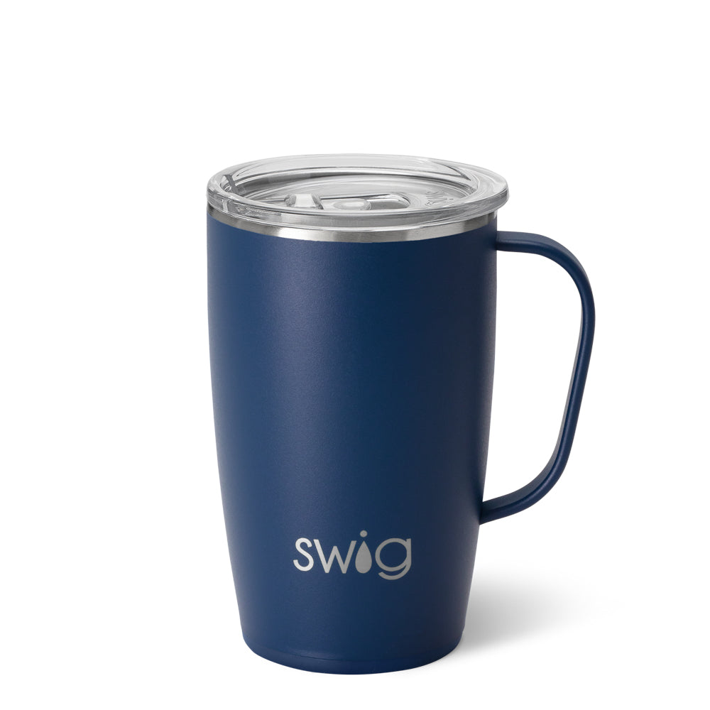 18oz Navy Blue Insulated Travel Mug - Leak Proof Stainless Steel Coffee Tumbler with Handle for Hot & Cold Drinks - Perfect for Commuting, Camping, Office & Outdoor Activities