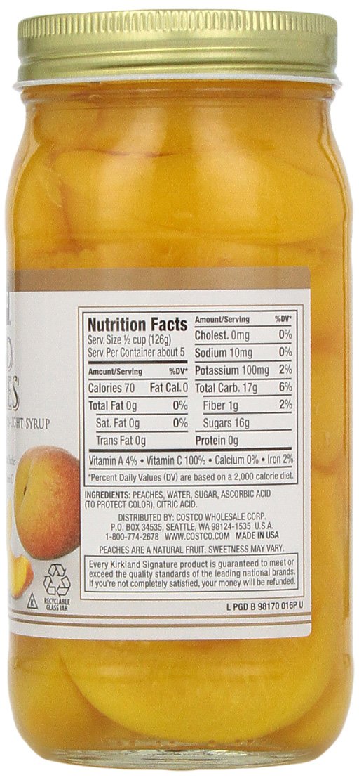 Kirkland Sliced Peaches in Light Syrup - 4 Pack (24 oz Each) | Canned Peaches for Baking, Smoothies & Healthy Snacks | Perfect for Desserts, Yogurt Toppings & Meal Prep