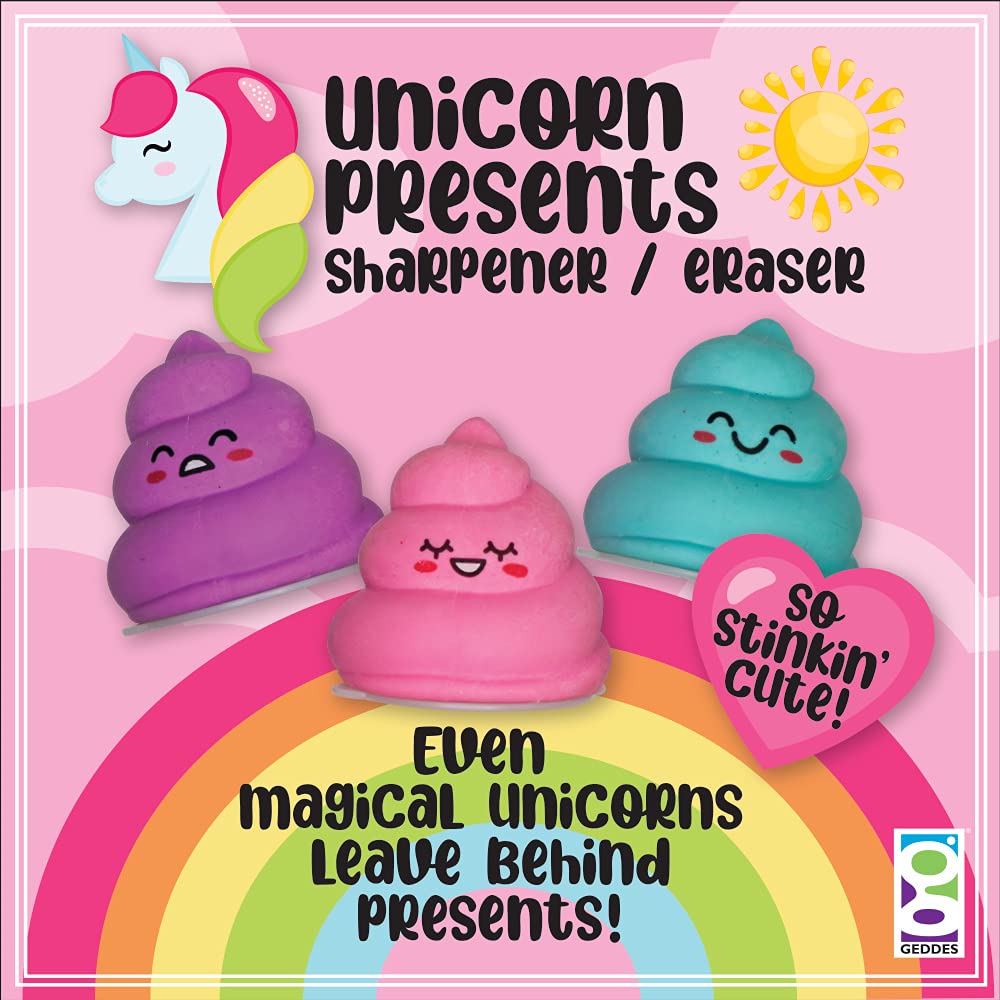 Raymond Geddes Unicorn Erasers with Pencil Sharpeners - 24 Pack Bulk School Supplies for Kids Classroom, Party Favors & Gift Bags