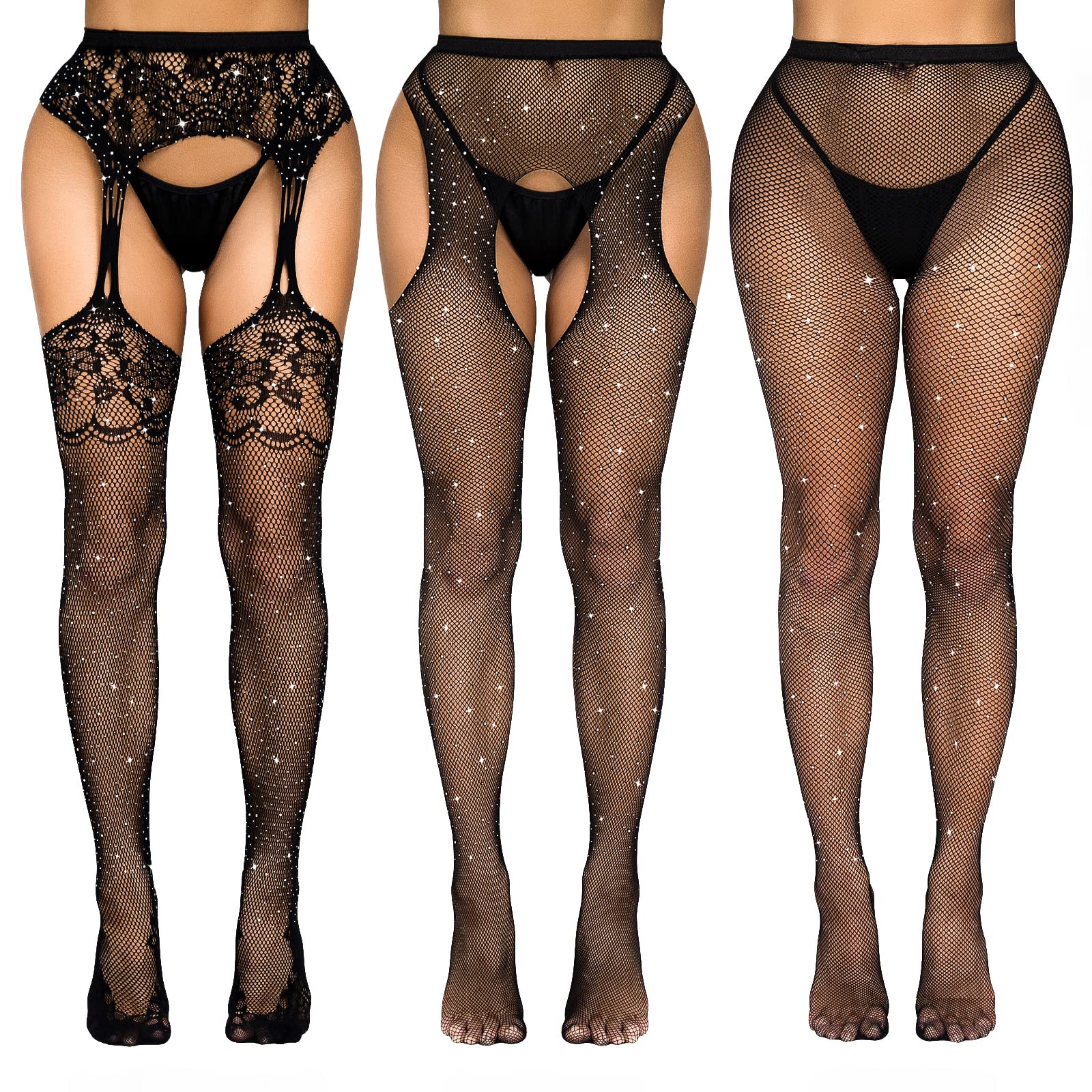 Sparkle Mesh Fishnet Stockings for Women - Sexy Sheer Pantyhose, Plus Size Dancewear & Bodysuit Tights - Perfect for Halloween, Cosplay & Nightclub Outfits
