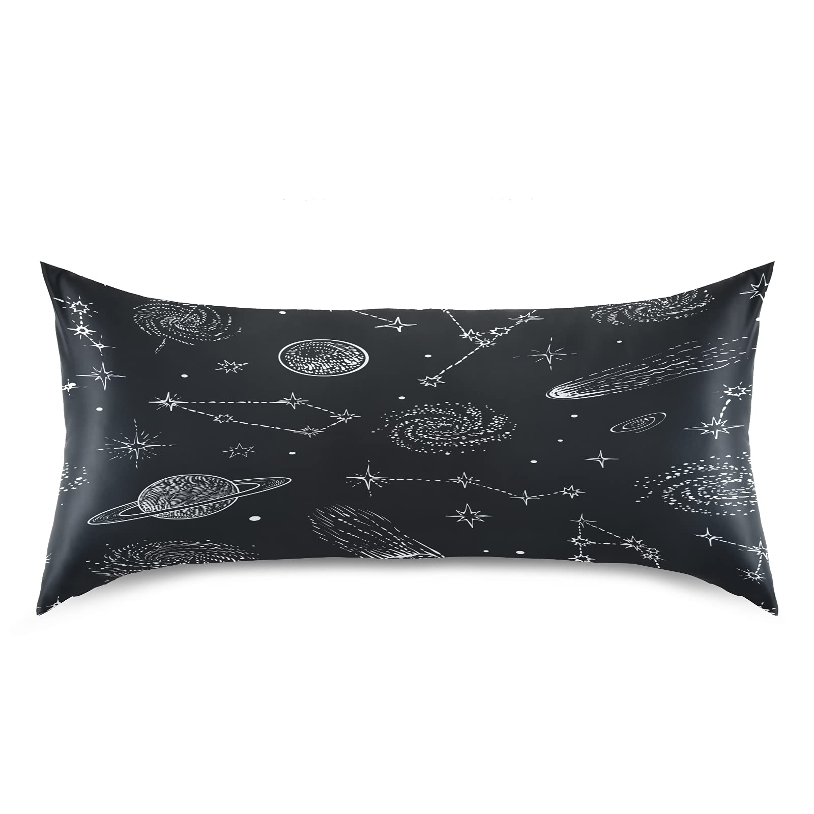 Galaxy Planets Satin Pillowcase - Cooling Standard Size Pillow Cover for Hair & Skin Care, Soft Decorative Pillow Sham with Envelope Closure | Perfect for Bedroom Decor, Gift Idea & Space Theme Lovers