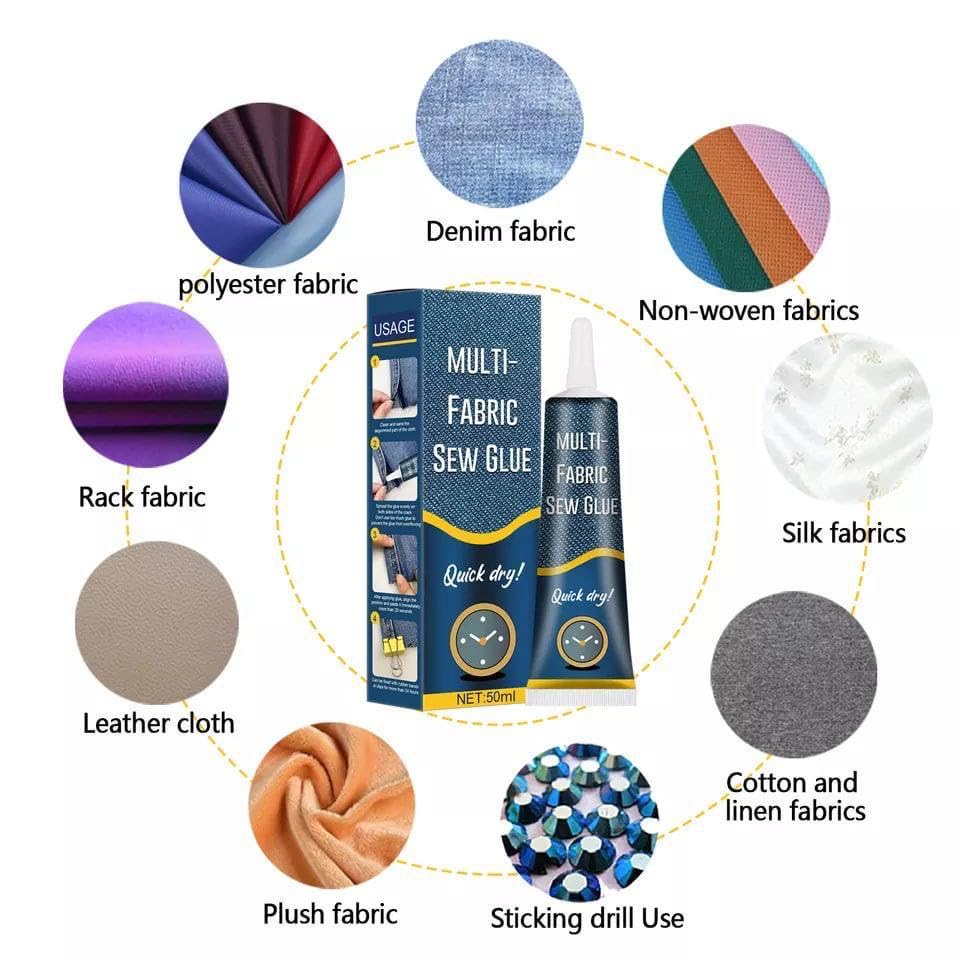 BITTZOOT Permanent Clear No Sew Strong Fabric Glue - Quick Dry 24 Hours, Waterproof Adhesive for Cotton, Flannel, Denim, Leather, Polyester - Ideal for DIY Crafts, Doll Repair & Clothing Fixes