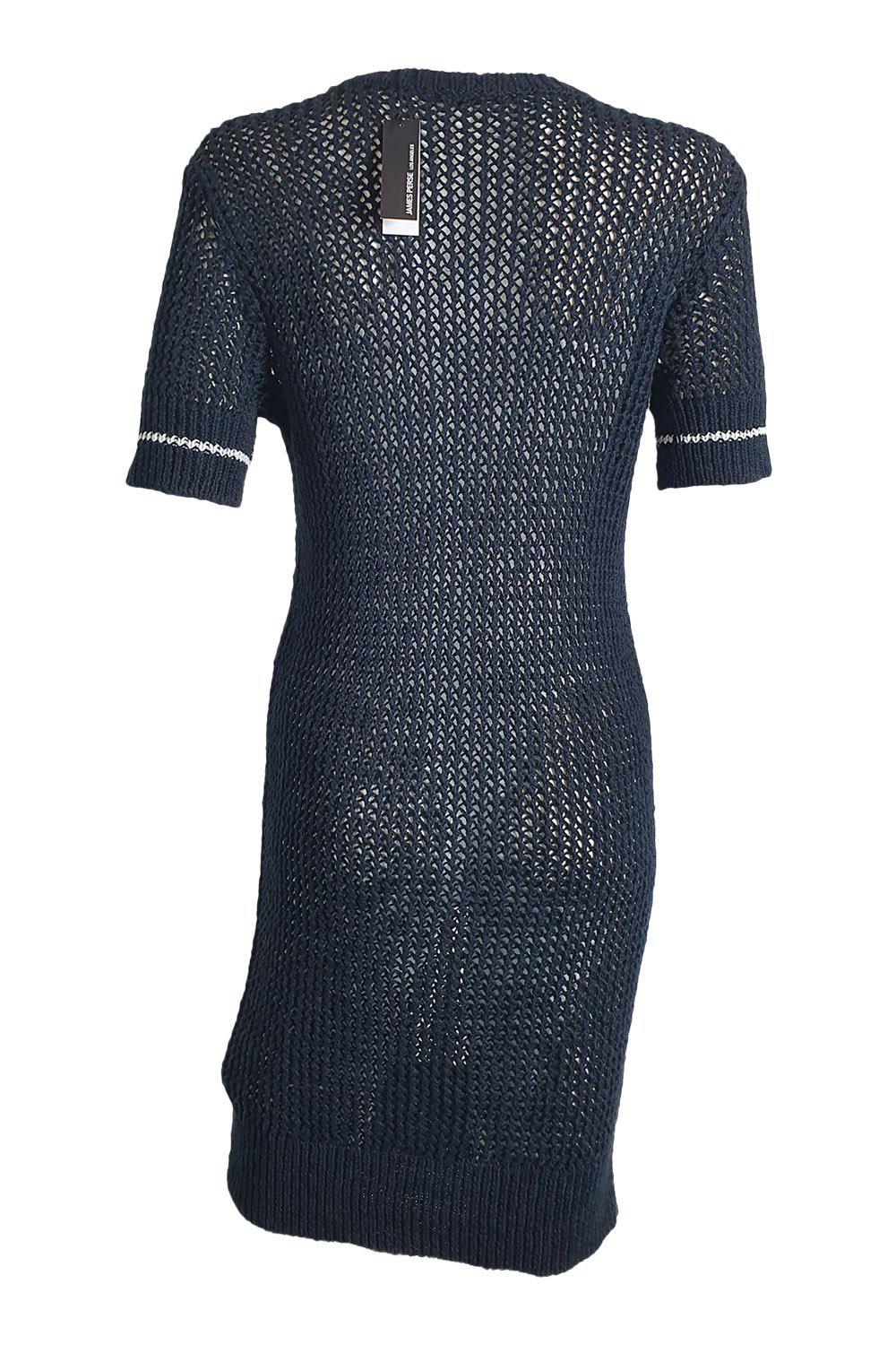 JAMES PERSE Black Knitted Short Sleeve Jumper Dress for Women | US Size 2, UK Size 6-8 | Casual Chic Outfit for Daytime, Brunch & Weekend Wear