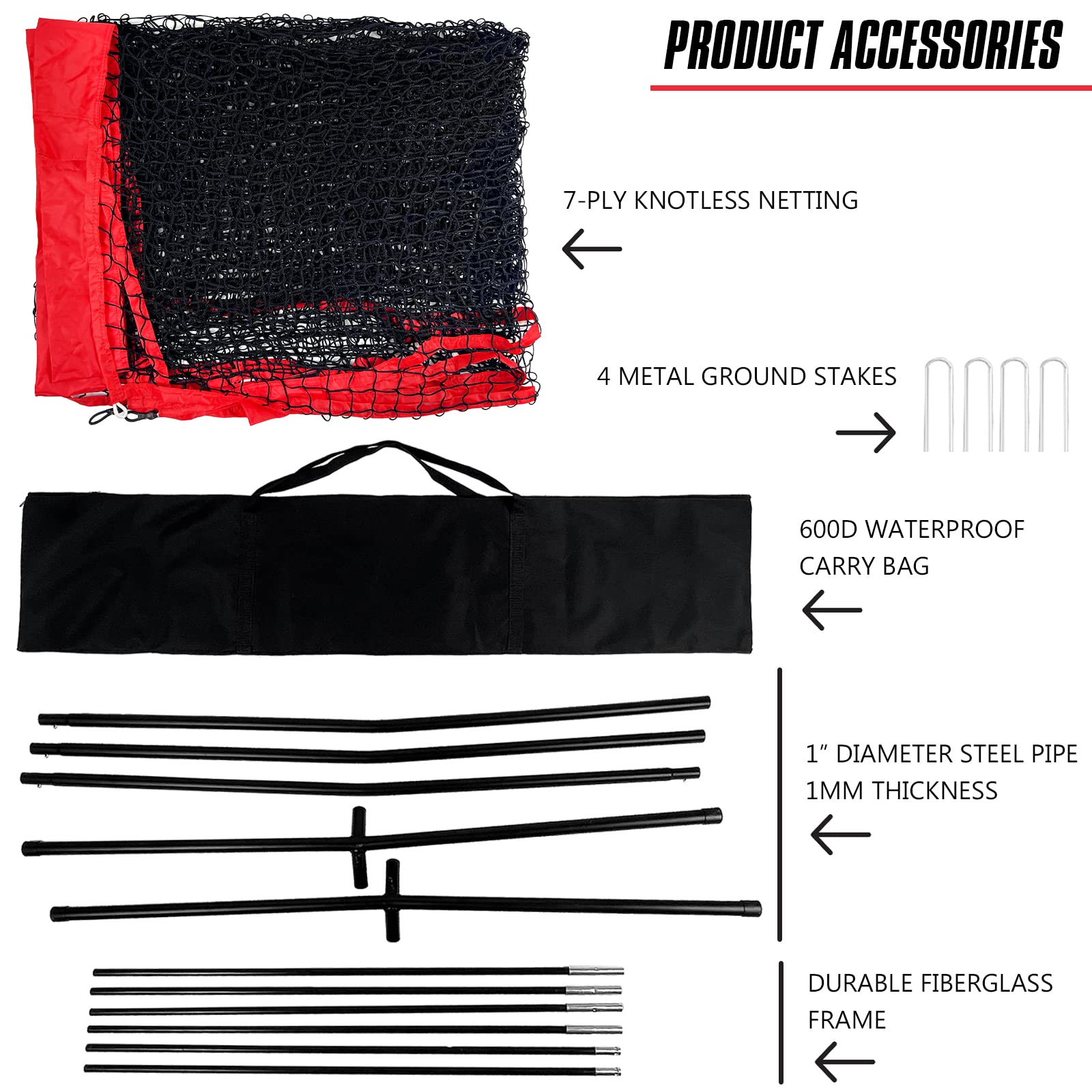 Portable Backstop Barrier Netting for Lacrosse, Soccer, Basketball & Tennis - Multi-Sport Protective Screen with Carry Bag | Perfect for Backyard, Training & Game Practice