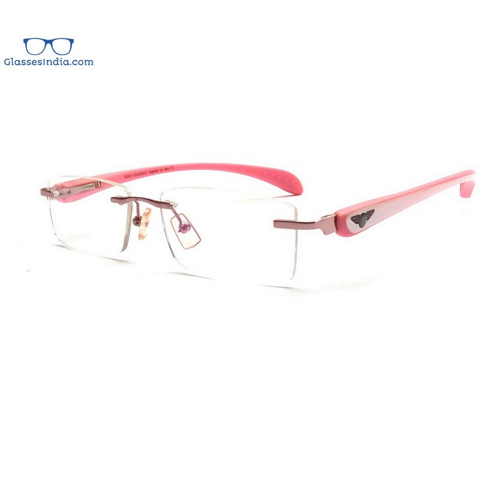 Blue Light Blocking Glasses for Computer & Screen Use - Pink Rimless Anti Eye Strain Glasses PF2257PK - Perfect for Office, Gaming & Digital Eye Fatigue Relief