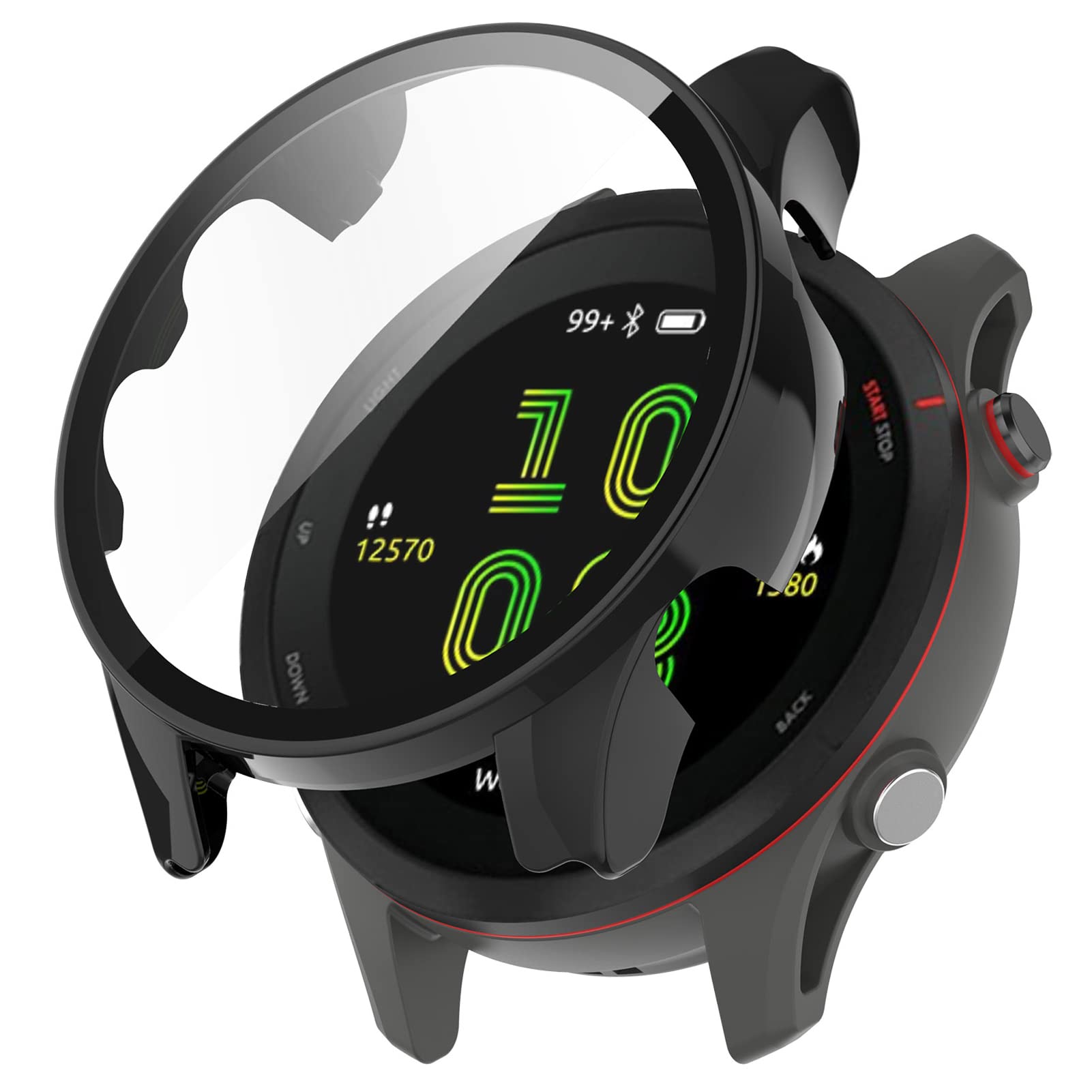 **MOTONG PC Full Coverage Protective Case & Tempered Glass Screen Protector for Garmin Forerunner 255 – Durable, Scratch-Resistant, Anti-Fingerprint (PC Black) – Perfect for Running, Swimming & Outdoor Sports**