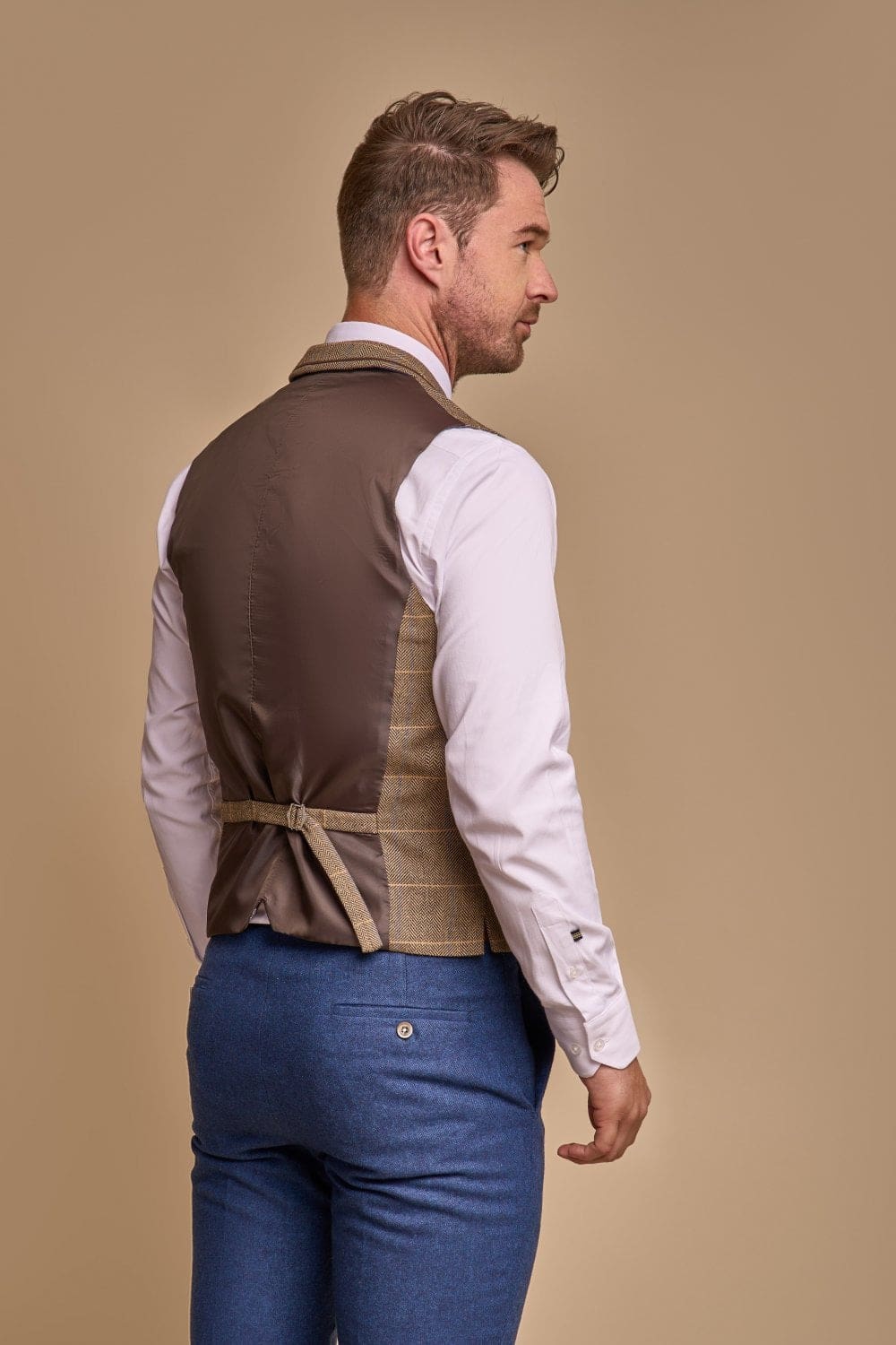 Stylish Cavani Orson Blue Suit with Albert Brown Waistcoat for Men | Premium Wedding, Business & Formal Occasion Outfit