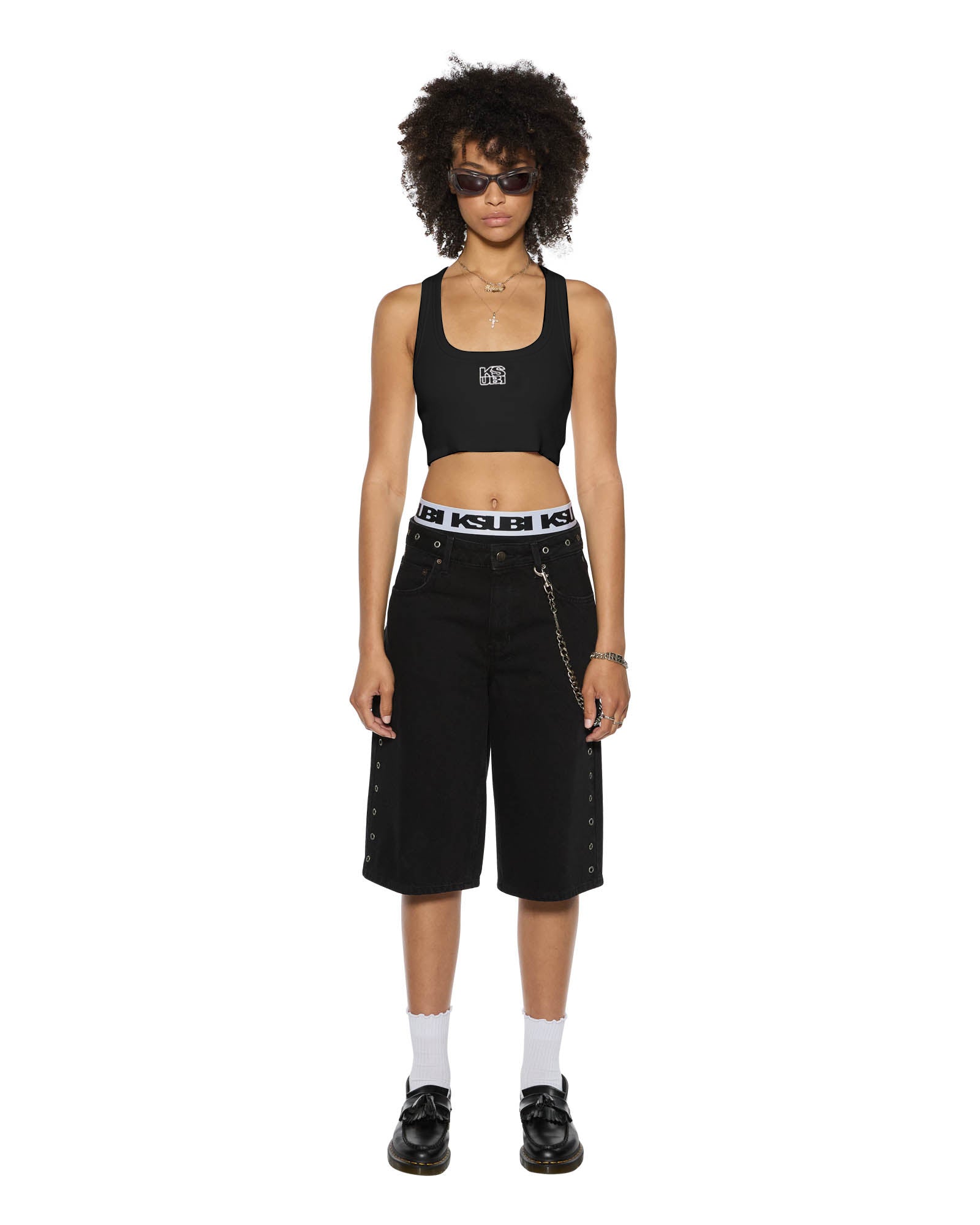 Stacked Origin Crop Top - Black Women's Fashion T-Shirt for Casual Wear, Street Style & Layering