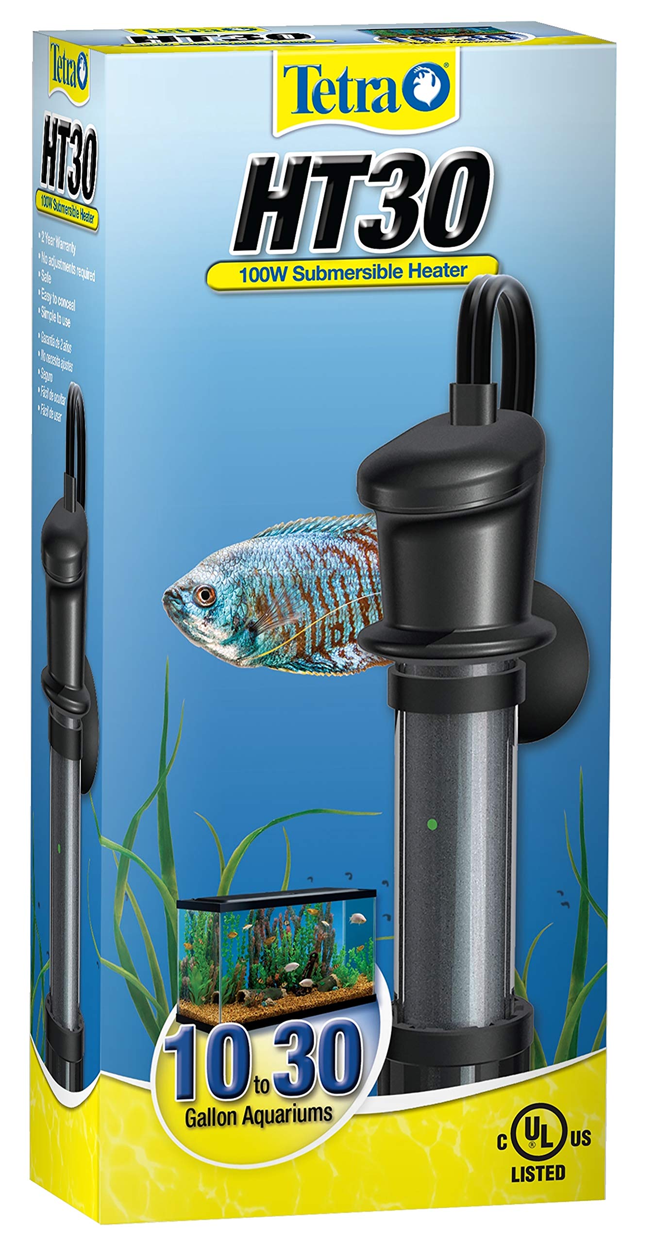 Tetra 26446 HT Submersible Aquarium Heater with Electronic Thermostat - 100W for 10-30 Gallon Fish Tanks - Adjustable Temperature Control for Tropical & Freshwater Aquariums - Perfect for Home, Office & Pet Stores