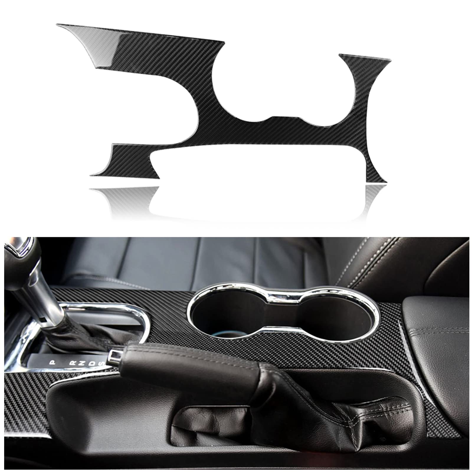 iTrims Real Carbon Fiber Center Console Gear Shift Panel Cover Sticker for Ford Mustang 2015-2022 | Premium Car Interior Accessories | Upgrade Your Mustang's Cabin Style (1PC)