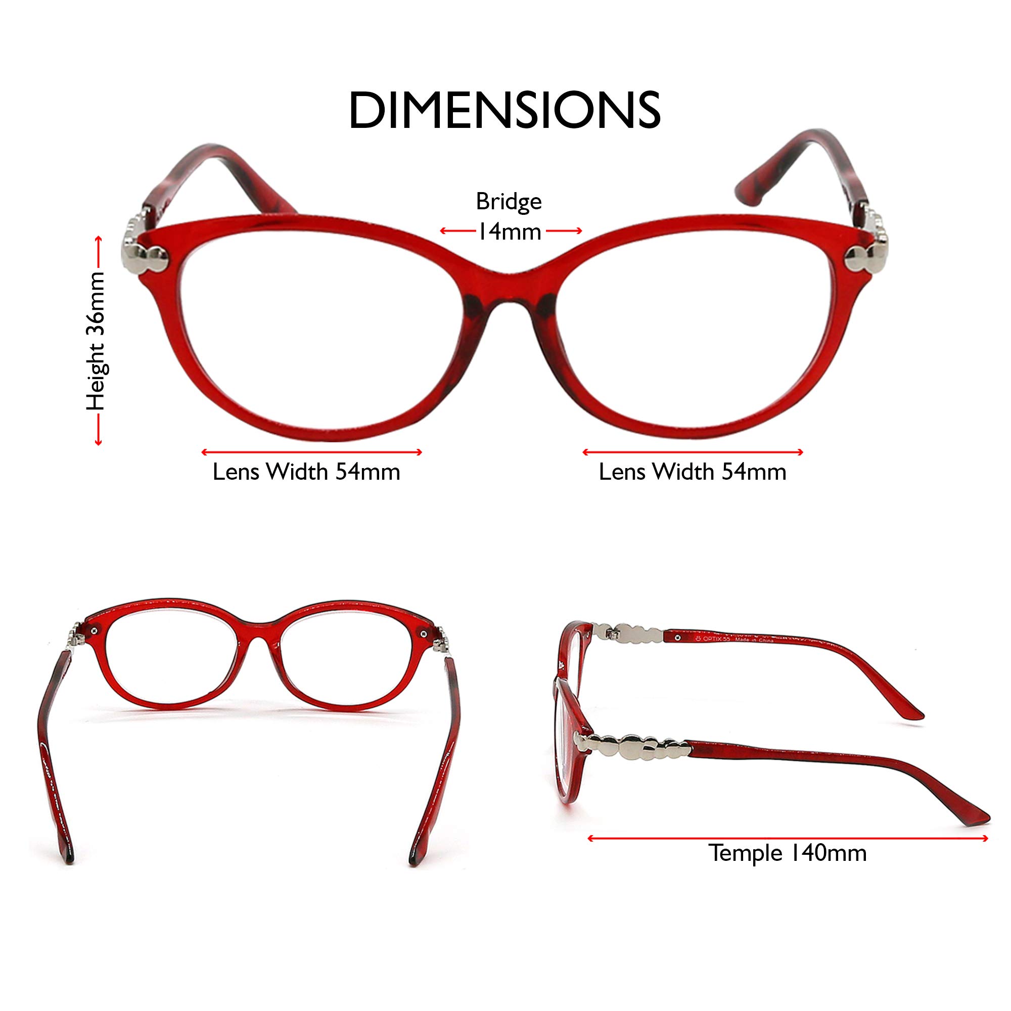Women's Reading Glasses 4-Pack +3.25 Magnification - Stylish & Comfortable Designer Readers for Women - Perfect for Reading Books, Crafts & Computer Work