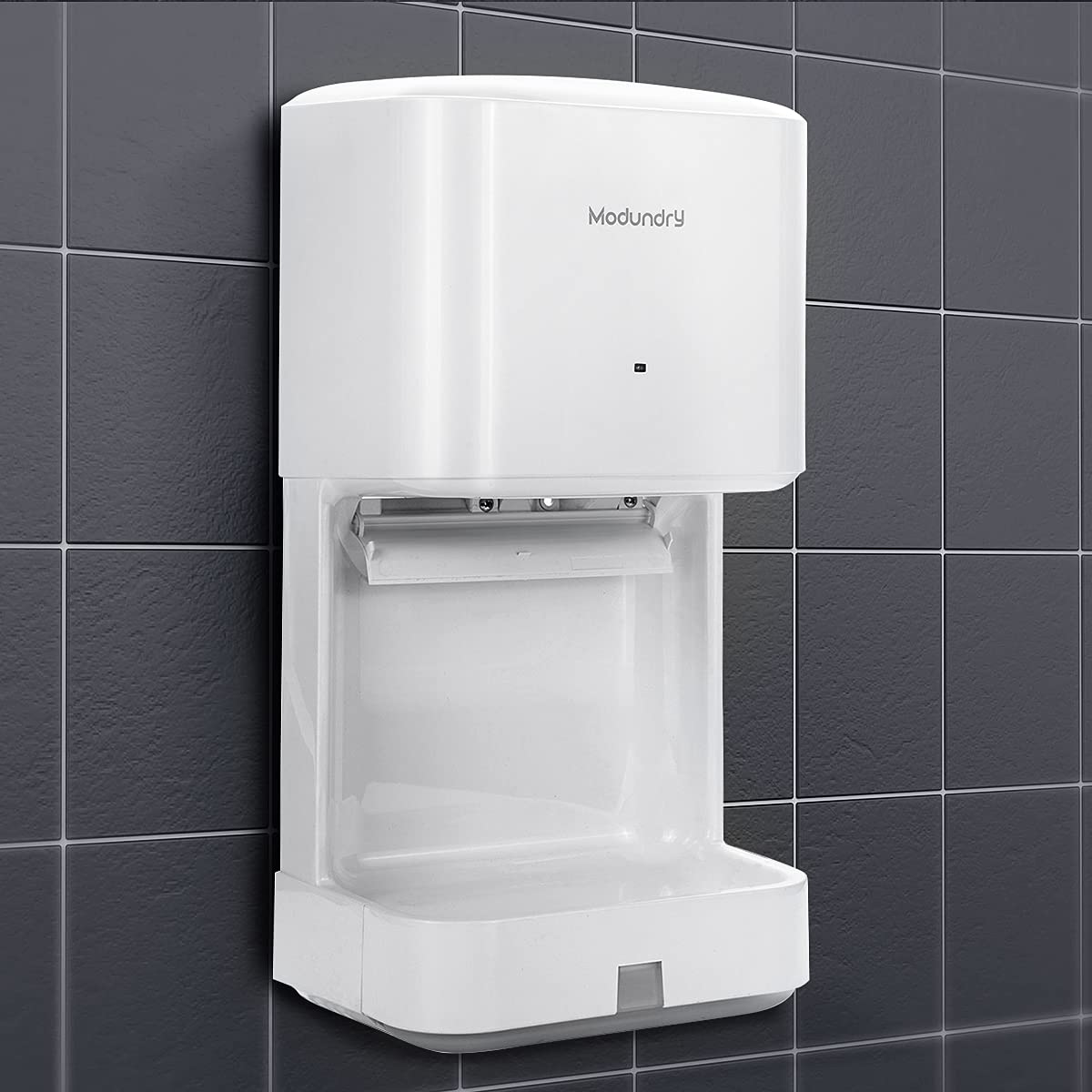 Modundry Automatic Hand Dryer - High Speed Electric Hand Dryer with Drain Tray for Bathroom & Commercial Use - Fast Drying, Energy Efficient, Wall Mounted (White) - Ideal for Restaurants, Hotels, Public Restrooms and Home Bathrooms