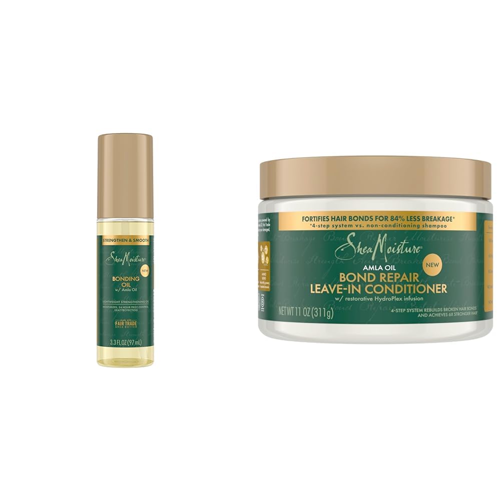 SheaMoisture Amla Oil Bond Repair Hair Care Set - Shampoo, Conditioner, Hair Mask & Leave-In Treatment for Dry Damaged Hair - Strengthens & Repairs Brittle Hair for Daily Use at Home or Salon