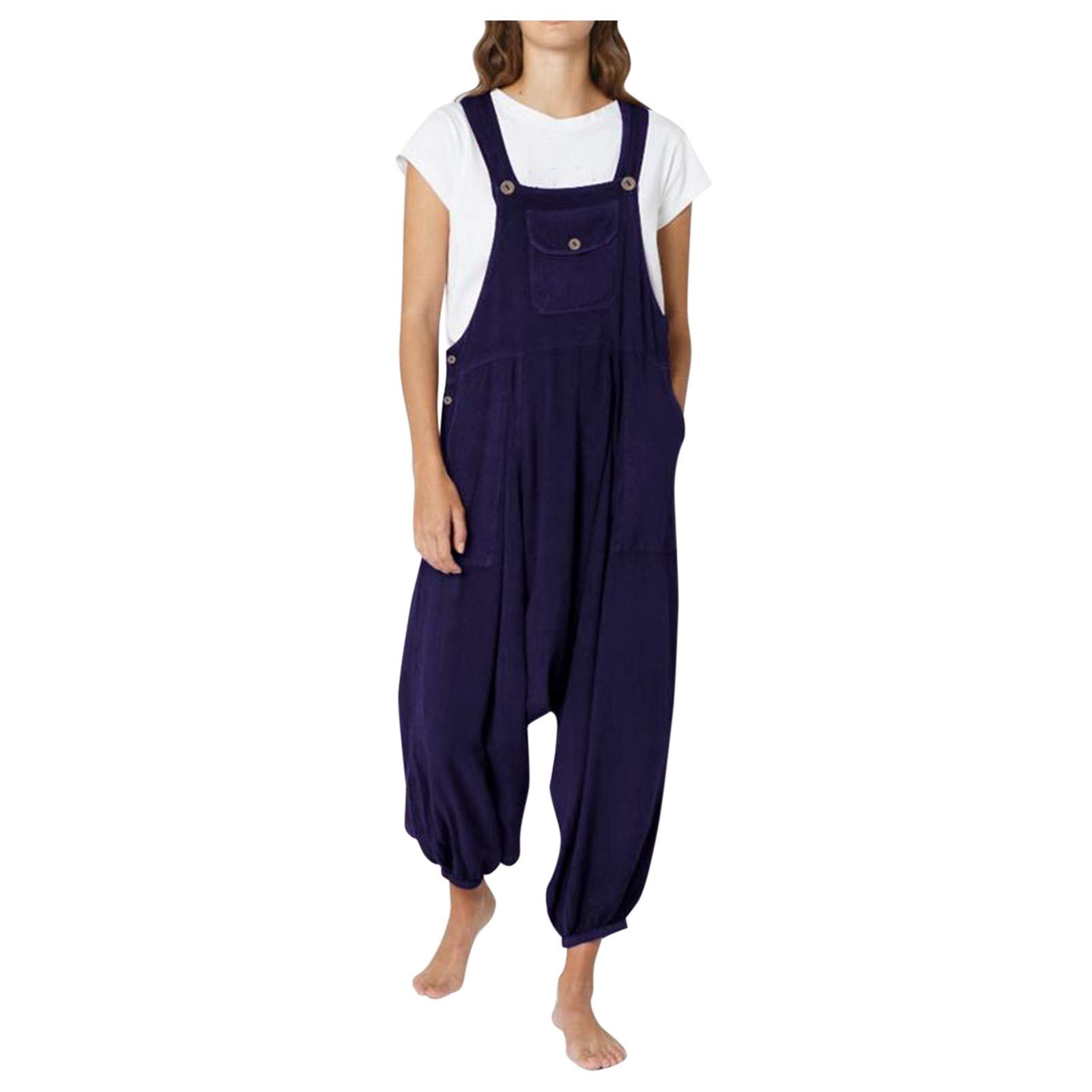 VESNIBA Women's Casual Long Sleeve Jumpsuit with Pockets & Button Front - Stylish Romper for Everyday Wear, Work, and Social Events