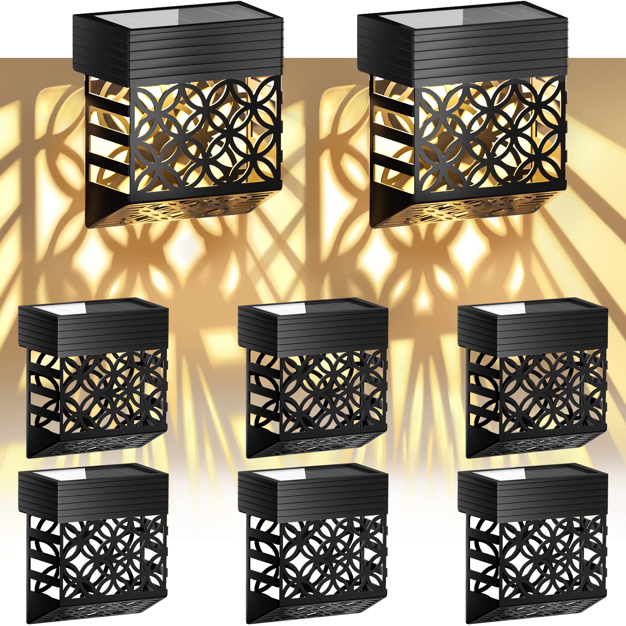 8 Pack Solar Fence Lights Outdoor - Waterproof LED Garden Lights for Post, Patio, Steps & Pathways - Warm White Solar Deck Lighting for Yard, Stairs & Outdoor Decor
