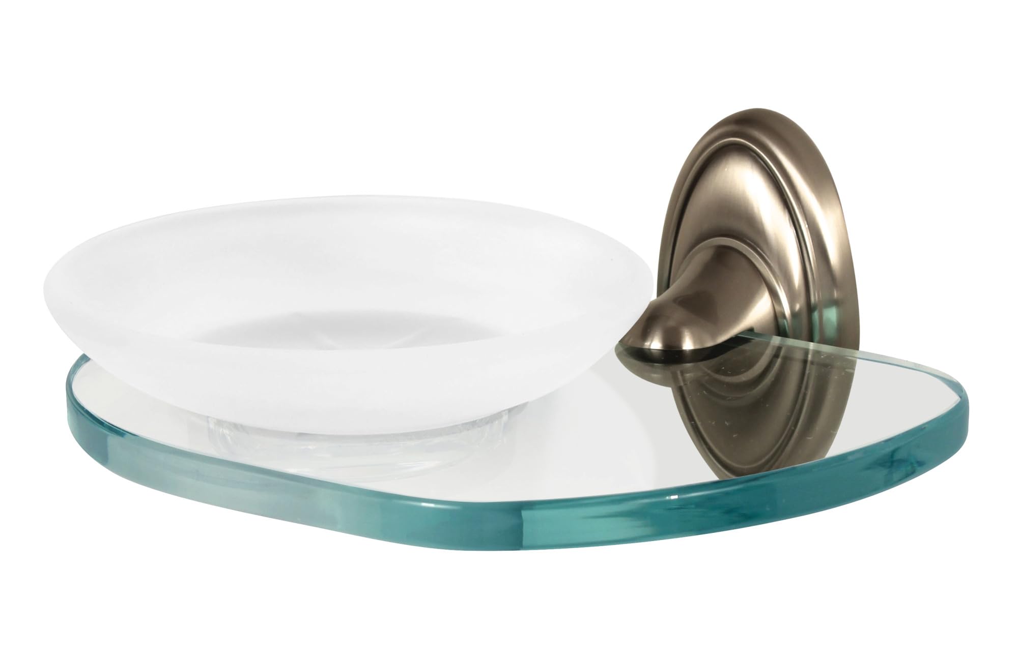 Classic Traditional Soap Dish 6-5/8 Inch Satin Nickel Finish - A8030-SN | Bathroom Countertop & Shower Organizer for Bar Soap
