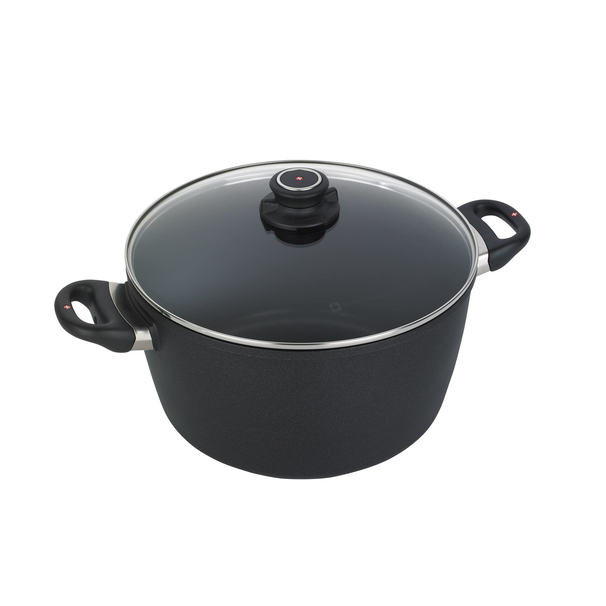 Premium Swiss Diamond 11-Inch Large Soup Pot with Lid - 8.5 Quart Non-Stick Stock Pot for Soups, Broths, Chili & Cooking | Oven & Dishwasher Safe Grey Cookware | Perfect for Family Meals, Entertaining & Professional Kitchens