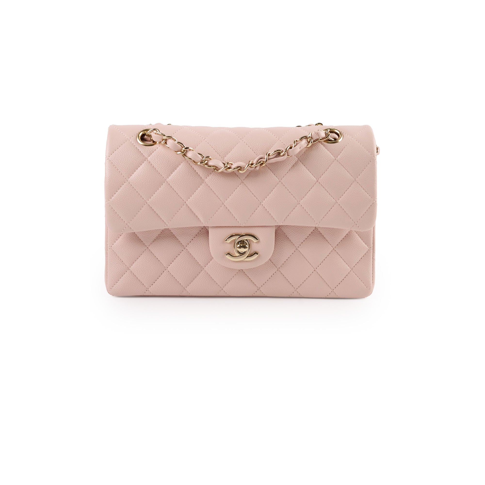 Chanel Small Classic Double Flap Bag in Rose Clair Caviar Leather - Perfect for Date Night & Special Occasions
