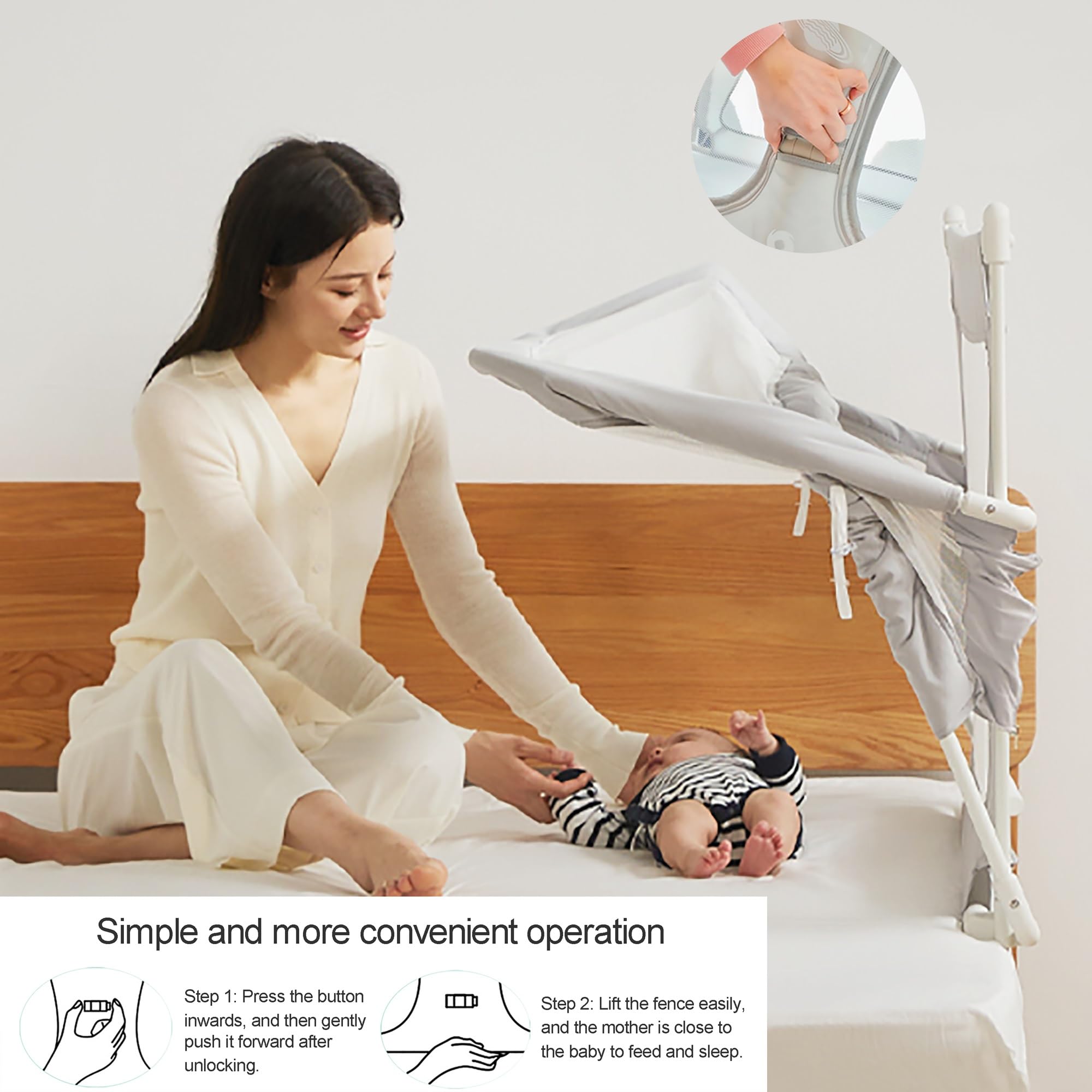 3-in-1 Baby Bassinet & Bedside Sleeper - Portable Co-Sleeping Crib with Breathable Mesh, Washable Liner & Sturdy Aluminum Frame | Safe Infant Bed for Nursery, Travel & Room Sharing
