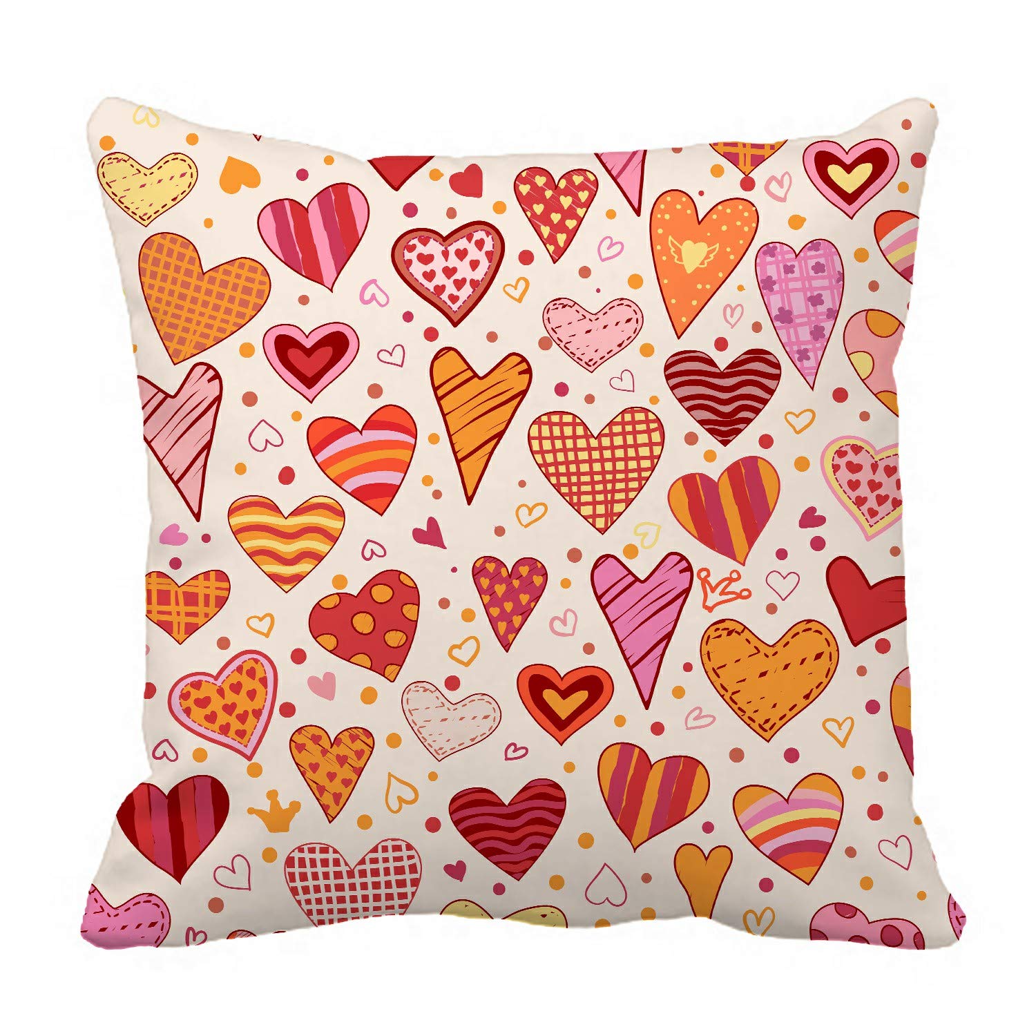 Valentine's Day Heart Pillow Cover - Soft Decorative Cushion Case 20x20 Inch for Home Decor, Bedroom, Sofa & Romantic Gifts