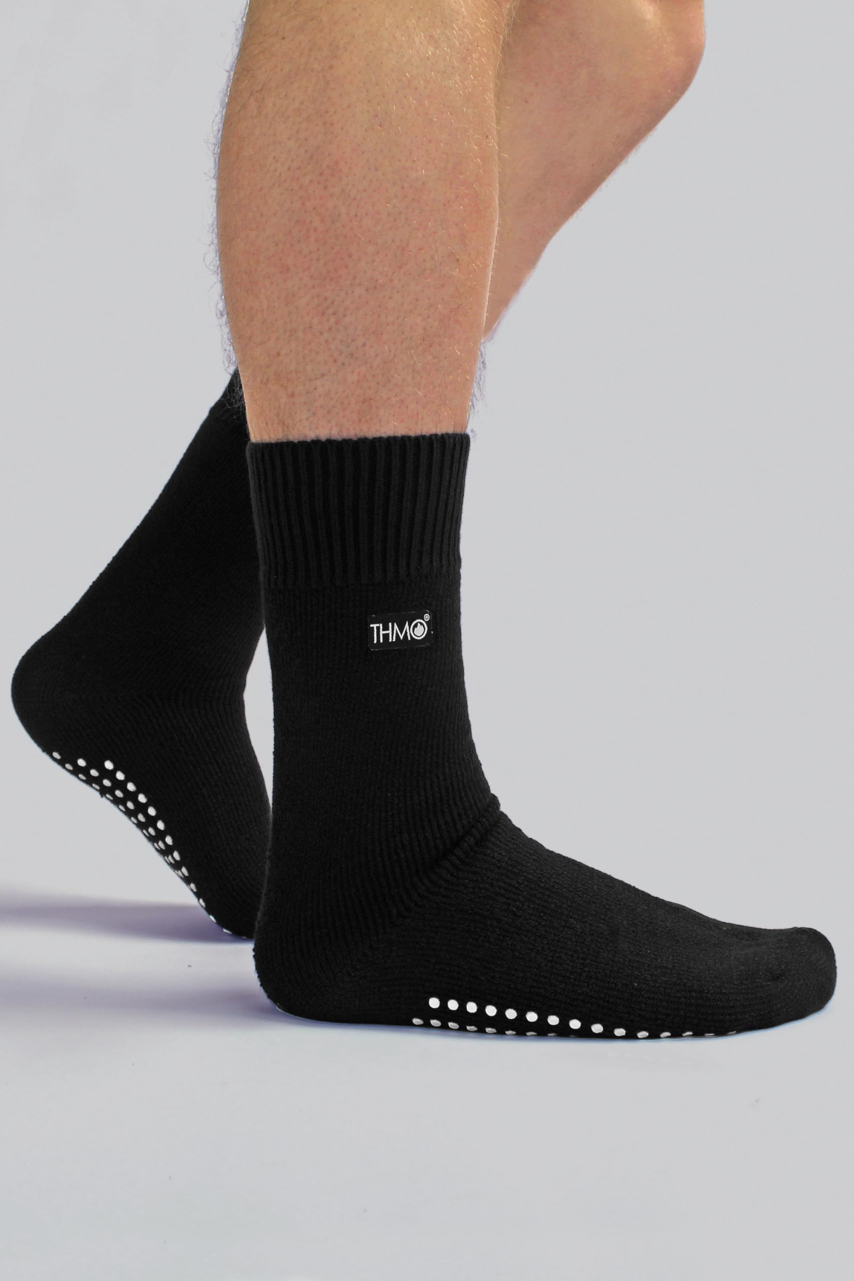 THMO - Men's Thick Thermal Fleece Lined Non-Slip Slipper Socks for Winter Indoor Comfort - Perfect for Home, Office & Travel Warmth