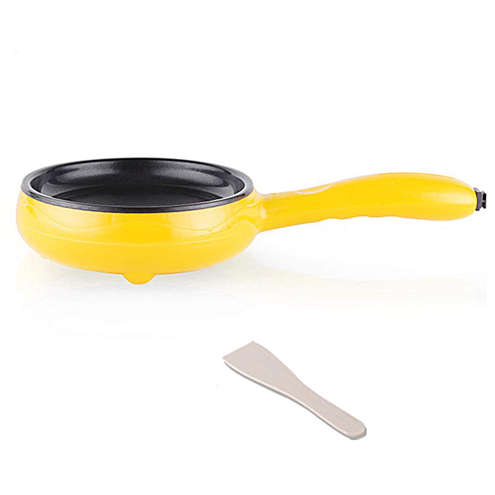 JTJxop 5.5-Inch Nonstick Electric Skillet - Mini Household Electric Frying Pan & Baking Pan - 400W, Easy to Clean, Yellow - Perfect for Small Kitchens, Dorms, Camping & Quick Meals