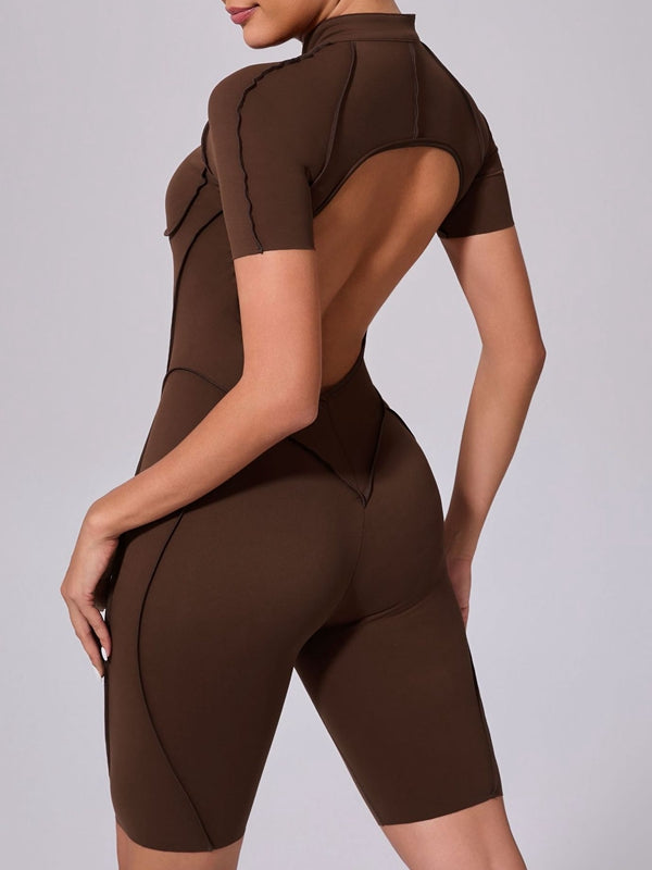 ZASUWA Women's Sexy Backless Zipper Scrunch Bum Jumpsuit - Stretchy Bodycon Romper for Clubwear, Night Out & Date Night