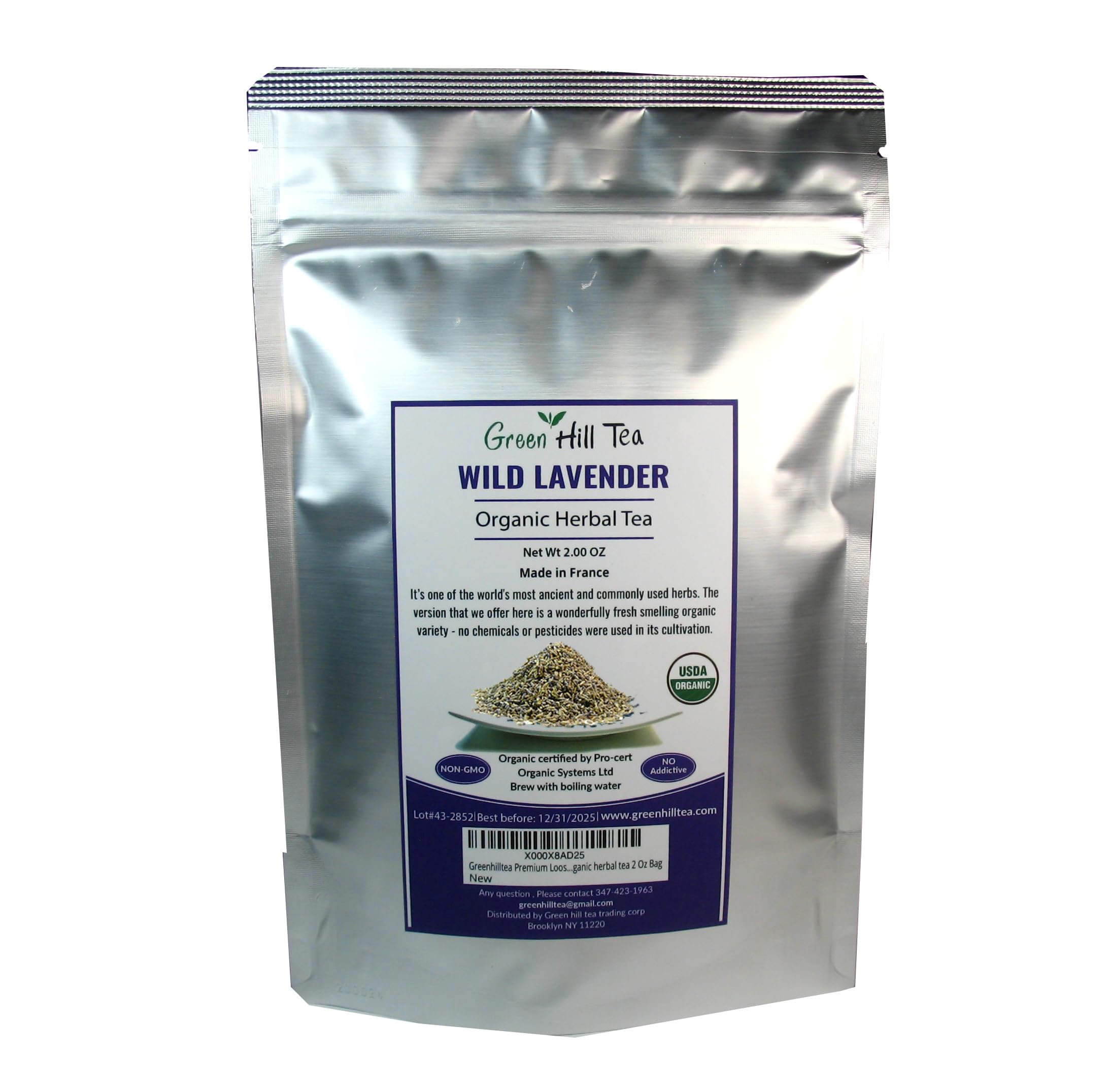 Premium Organic Lavender Loose Leaf Tea - 2 Oz Bag | Greenhilltea | Herbal Tea for Relaxation, Stress Relief & Better Sleep