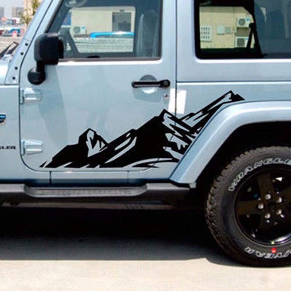 GiftCity Mountain Car Decals - 1 Set Vinyl Stickers for Cars, Trucks, F-150 & Jeep Wrangler | Universal Scratch-Resistant Decals (Black) | Perfect for Off-Road Adventures & Personalizing Your Vehicle