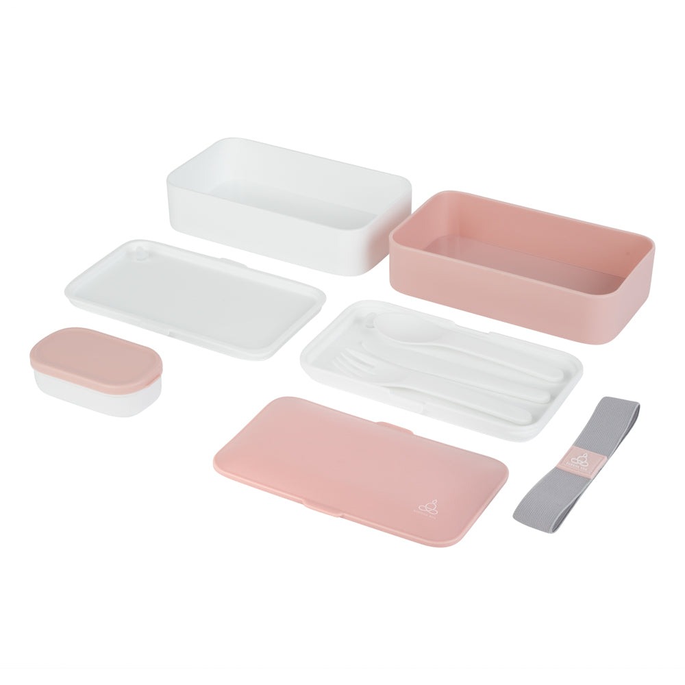 Bento Tek 41 oz Pink and White Buddha Lunch Box with Utensils & Sauce Cup | All-in-One Meal Prep Container | 7.25