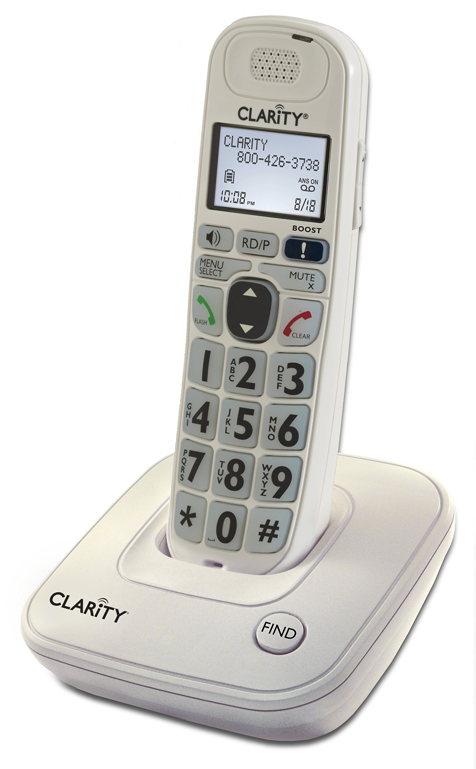 Clarity 53704.000 Amplified Cordless Phone for Moderate Hearing Loss - Loud & Clear Sound, Easy-to-Use Design for Seniors & Hearing Impaired - Perfect for Home & Office Use