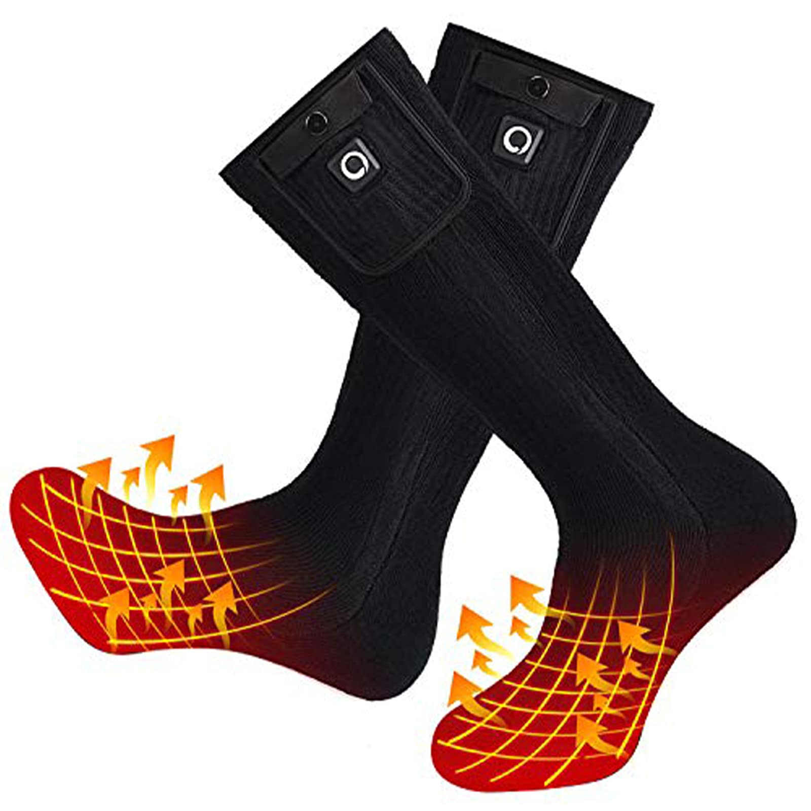 HB1 Electric Thermal Socks - Rechargeable Battery Heated Socks for Men & Women - 3 Adjustable Heat Settings - 100% Cotton Winter Foot Warmers - Perfect for Skiing, Hiking & Cold Weather Outdoor Activities