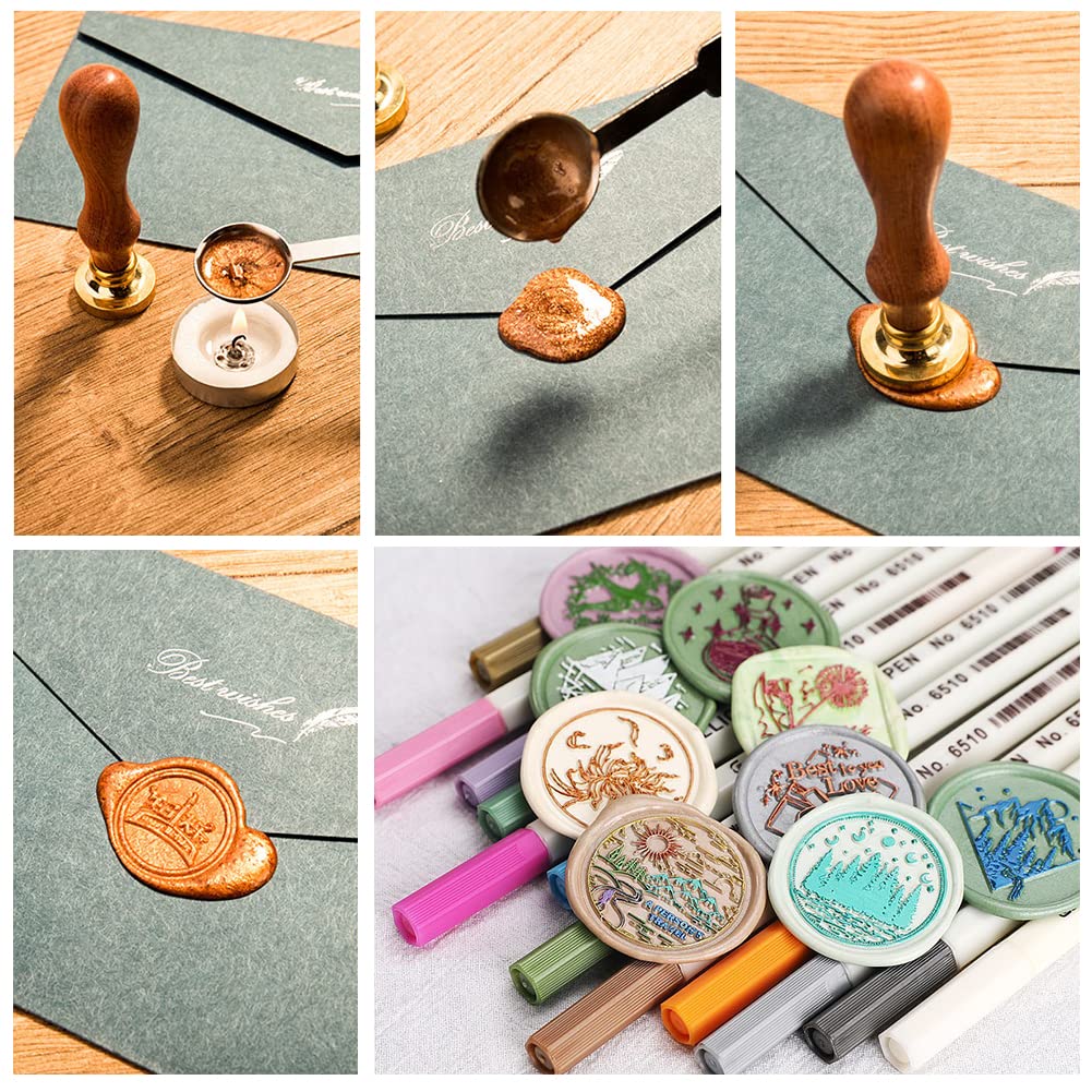 300Pcs Rose Gold Sealing Wax Beads Kit - Wax Seal Stamp Set with Candles, Melting Spoon & Storage Box - Perfect for Wedding Invitations, Christmas Cards, Envelopes, Gift Wrapping & DIY Crafts - Elegant Letter Sealing for Special Occasions