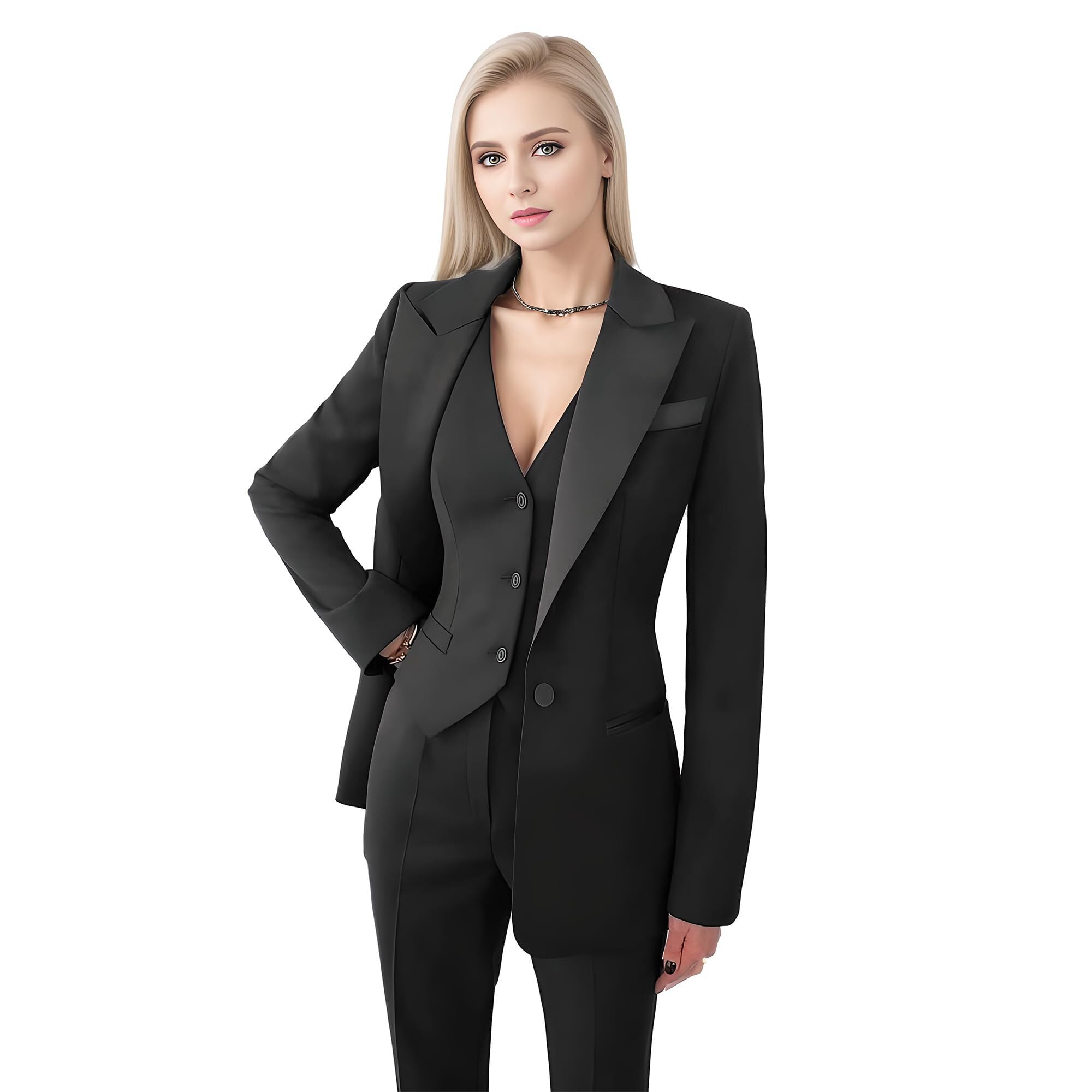 Women's 3 Piece Suit Set - Professional Blazer Jacket, Pants & Top for Business Casual & Office Wear | Perfect for Work, Meetings & Formal Events