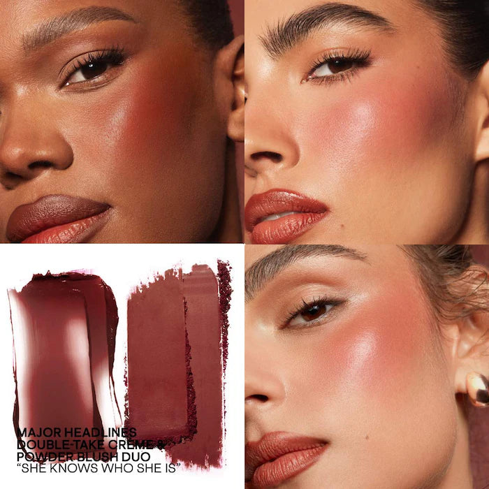 Patrick TA Major Headlines Double Take Duo Cream + Powder - Long-Lasting Blush & Highlighter Set for Day & Night Makeup | Perfect for Contouring & Glowing Skin
