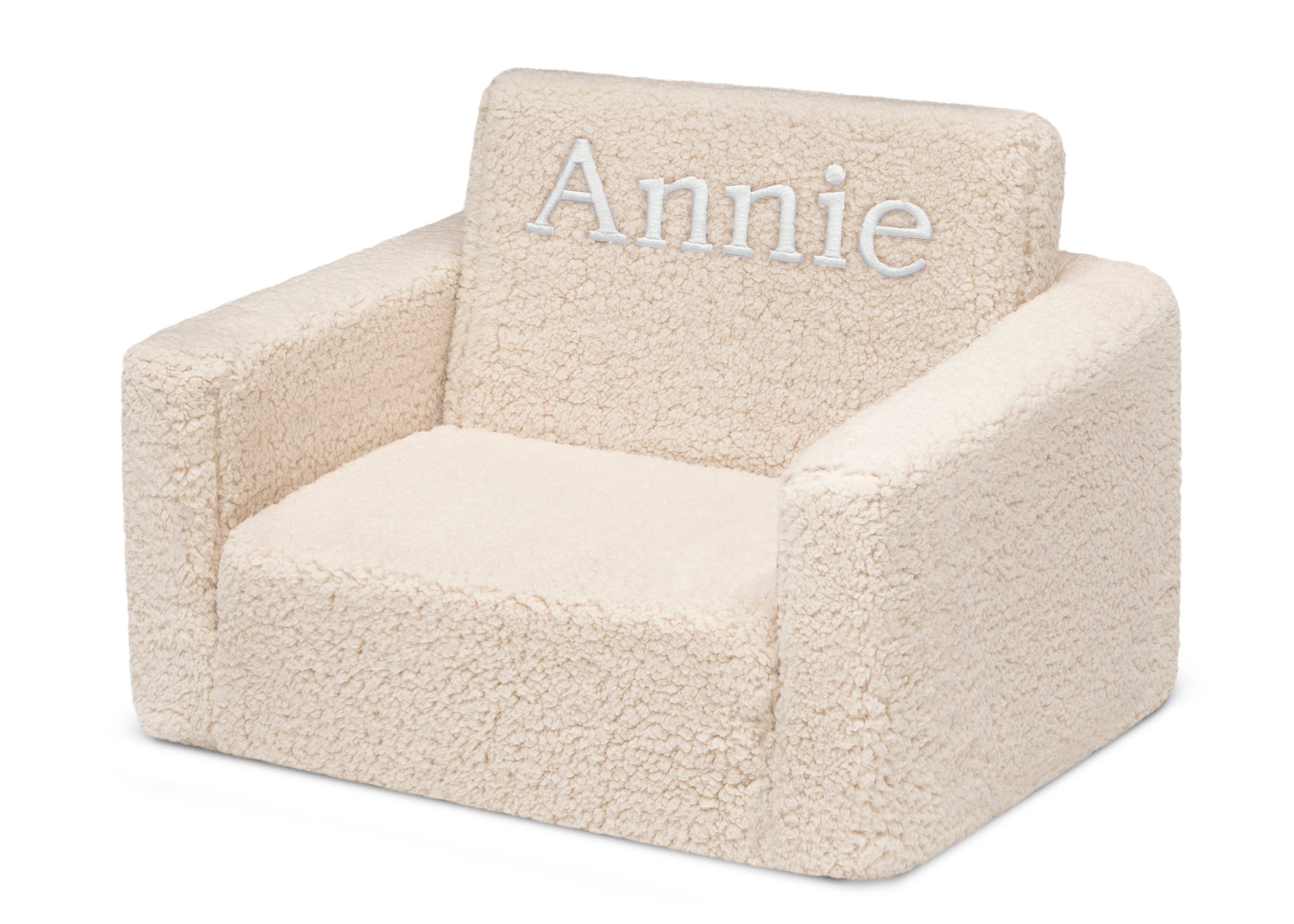 Personalized Cozee Flip Out Sherpa 2-in-1 Convertible Chair to Lounger for Kids - Soft Plush Kids Furniture for Bedroom, Playroom & Reading Nook