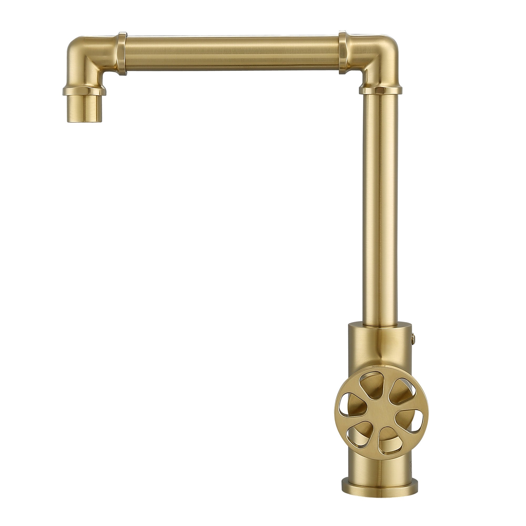 Ancona Urban Round Wheel Handle 1 Hole Bathroom Faucet - Brushed Champagne Gold Finish for Modern Vanity Sinks - Perfect for Small Bathrooms & Powder Rooms