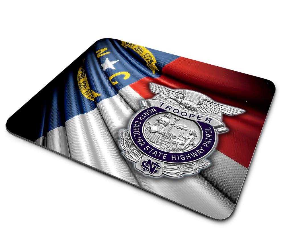 North Carolina State Highway Patrol Trooper Design Thin Rubber-Backed Square Mouse Pad - Non-Slip Gaming Mousepad for Computer, Laptop & Office Desk | Perfect for Gamers, Office Workers & Home Use