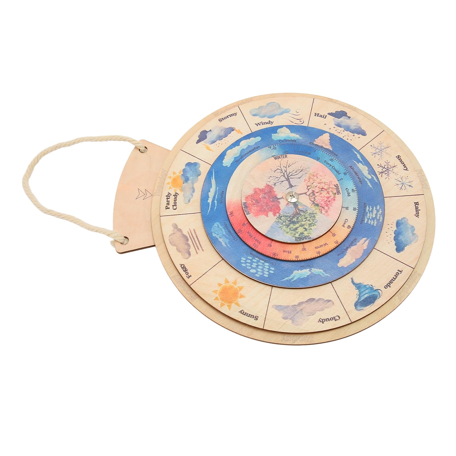 Educational Wooden Calendar Clock for Kids - Learn Weather, Seasons, Temperature & Time | Montessori Early Learning Toy for Classroom & Homeschool
