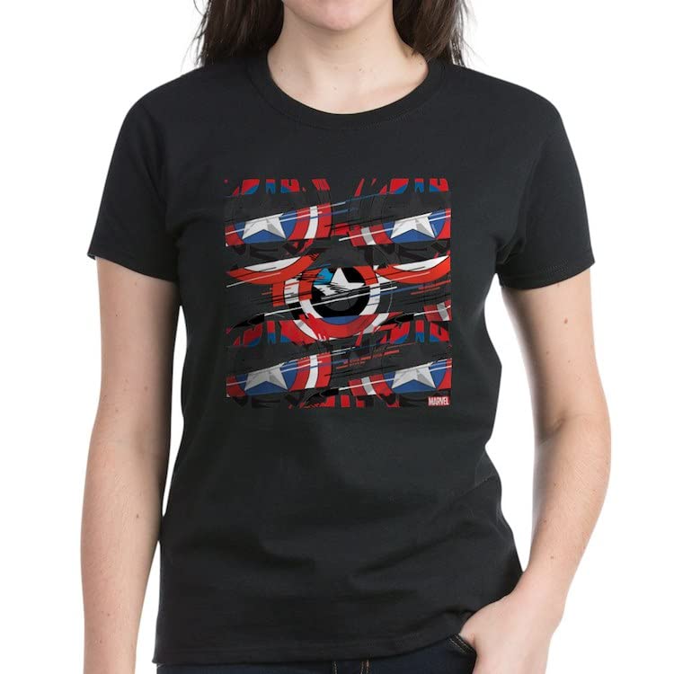 Captain America Shield Patriotic Women's Cotton T-Shirt | Marvel Avengers Superhero Graphic Tee | Perfect for Cosplay, Comic Con & Everyday Wear
