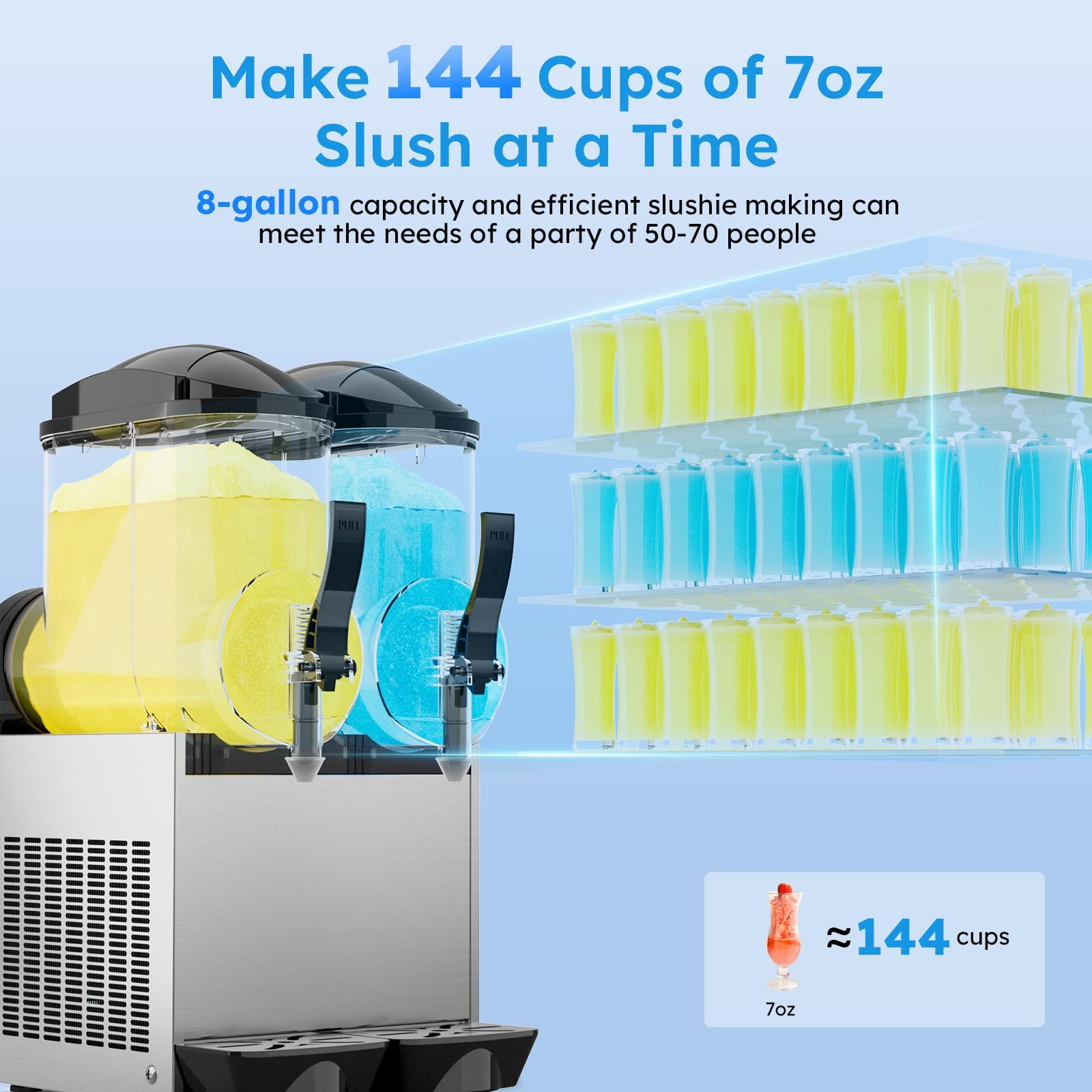 8 Gallon Commercial Margarita Machine 1050W 110V - Large Capacity Slushy & Frozen Drink Maker for Cocktails, Daiquiri, Lemonade - Perfect for Bars, Restaurants, and Party Events (30L Electric Slushie Machine)
