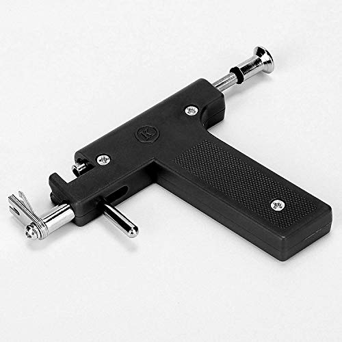 98-Piece Professional Ear Piercing Gun Kit with Stainless Steel Studs & Silicone Backs - Painless Ear Piercing Tool Set for Home or Salon Use (Black)