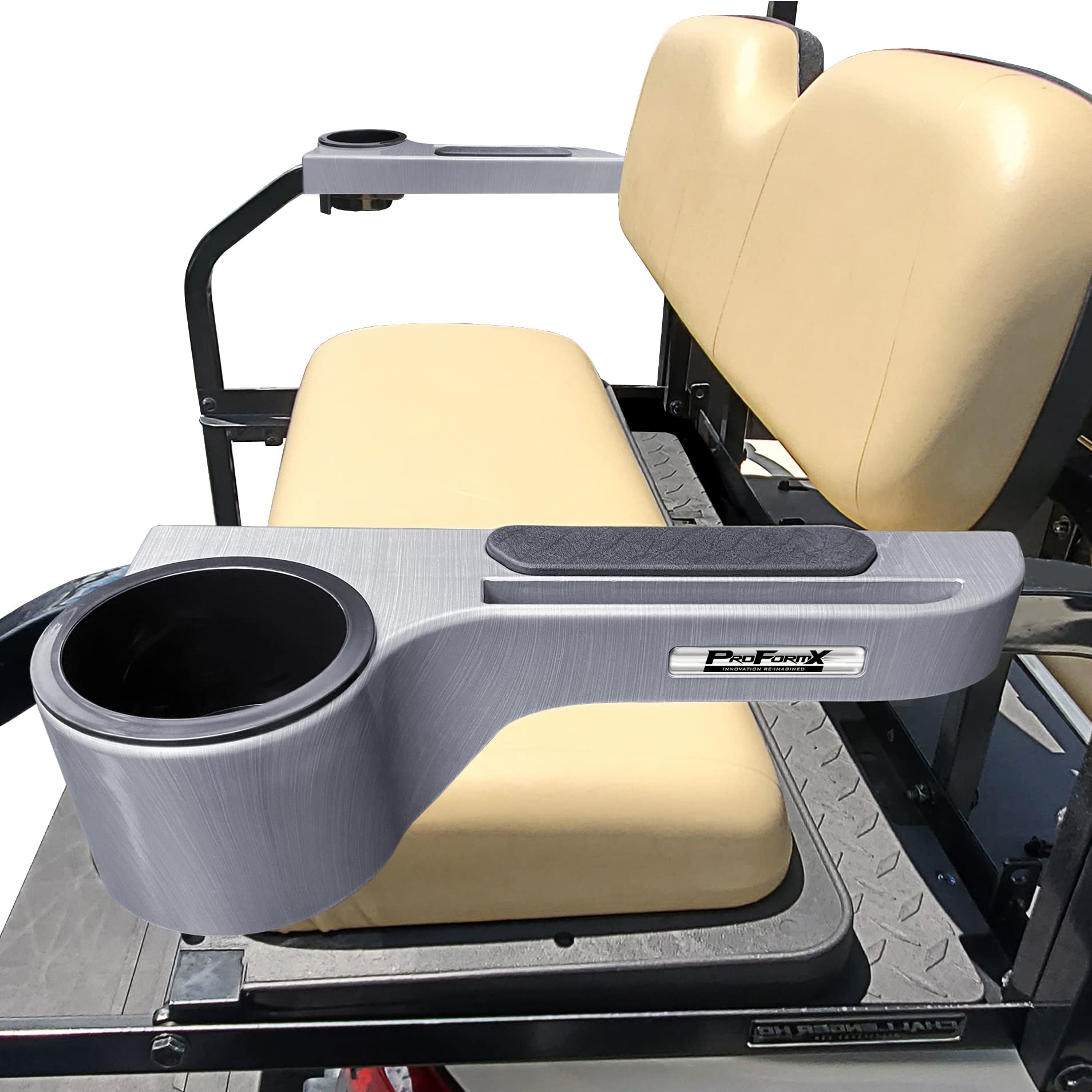 Premium Titanium Golf Cart Armrest with Cup Holder & Phone Mount – Universal Fit for Club Car, Yamaha, EZGO – Durable Plastic Golf Cart Accessories for Comfort & Convenience on the Course