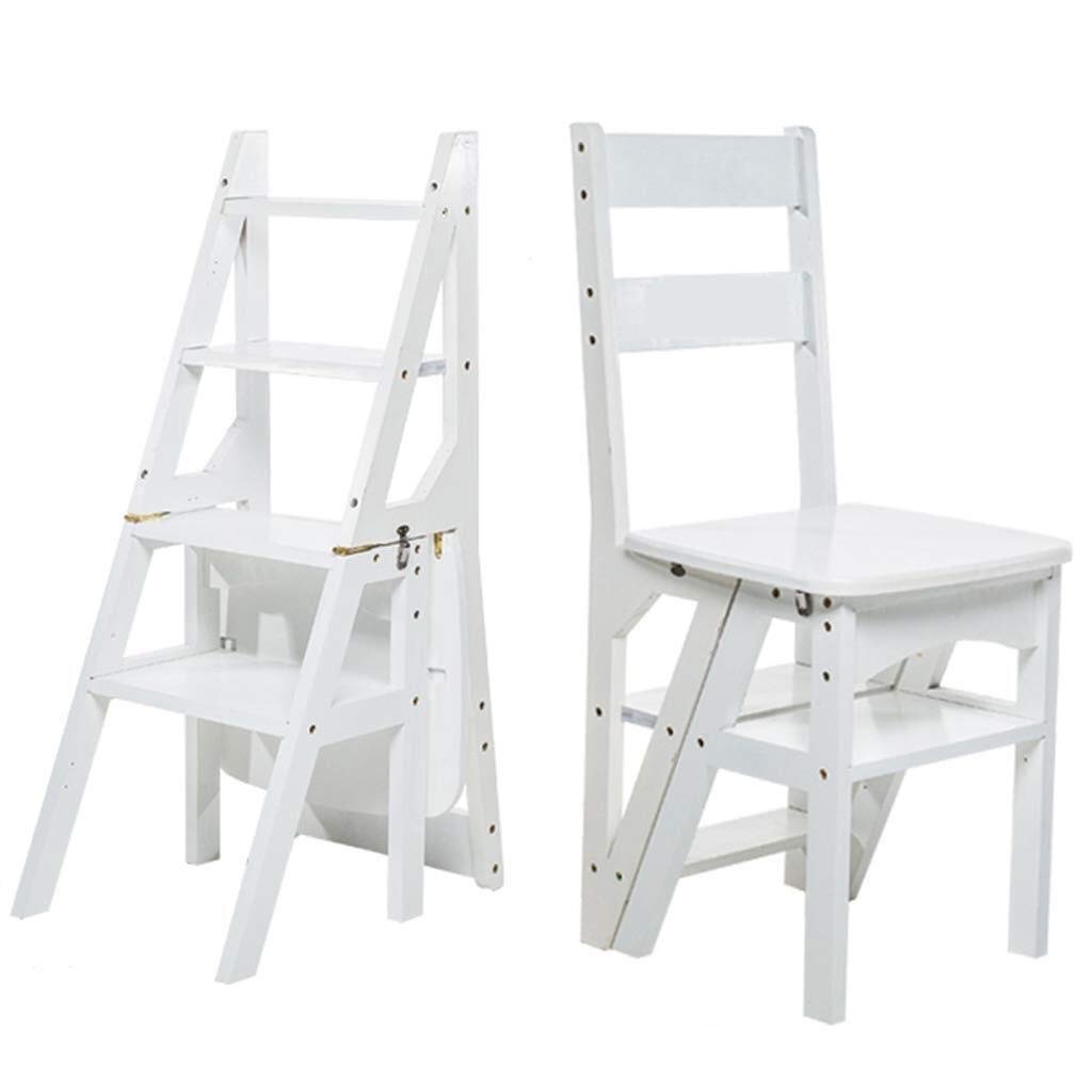 Solid Wood Folding Step Stool Ladder - Heavy Duty Foldable Chair for Stairs, Storage Shelf, Flower Stand - Perfect for Home, Garden, and DIY Projects