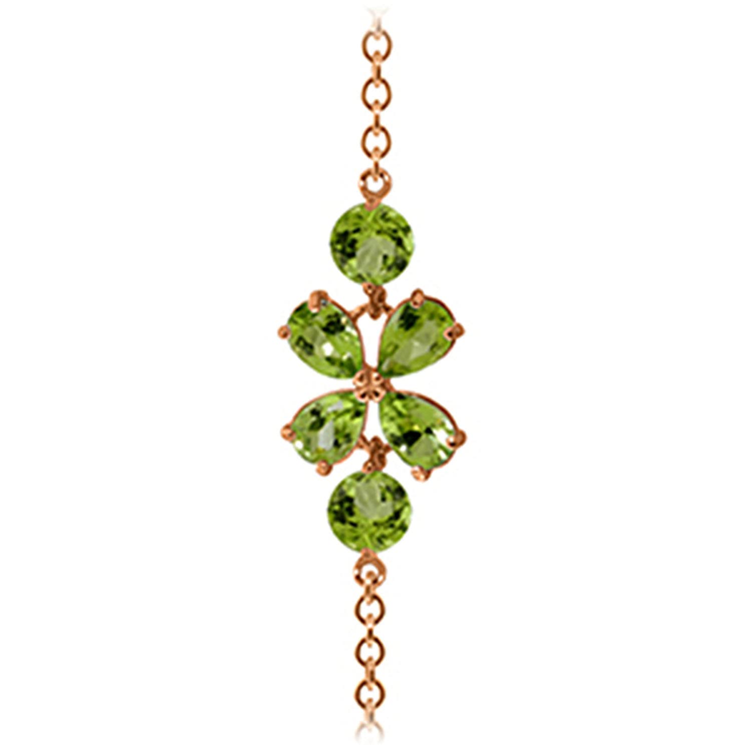 14K Solid Rose Gold Bracelet with 3.15 CTW Natural Peridot Gemstone - Elegant Jewelry for Women, Perfect for Weddings, Anniversaries & Special Occasions