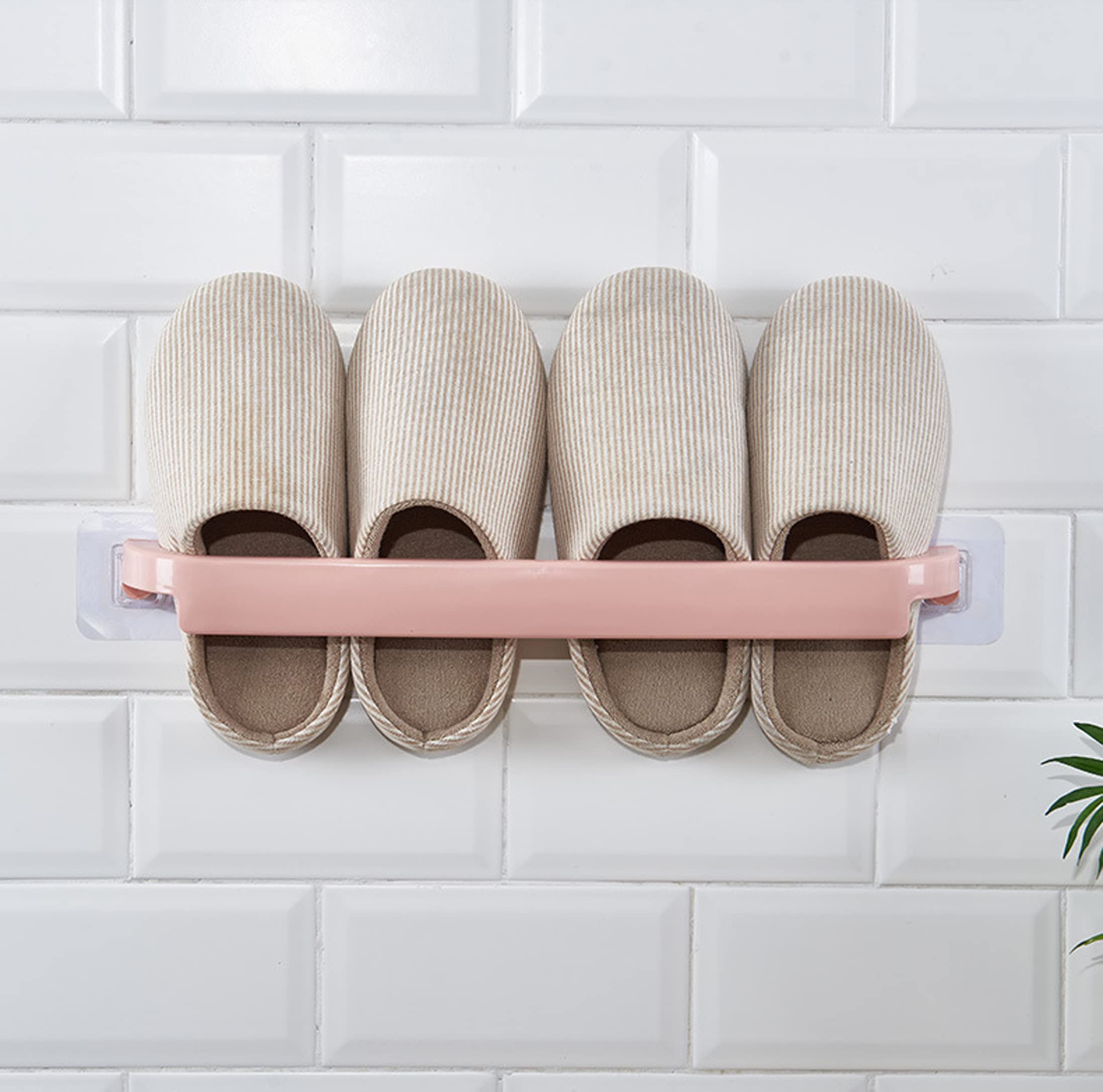 XIBO Self-Adhesive Wall Mounted Towel Rack - Plastic Bathroom Shelf & Hanger Organizer for Kitchen, Bathroom - Multi Color (2 Pack) - Perfect for Small Spaces, Apartments & Dorm Rooms