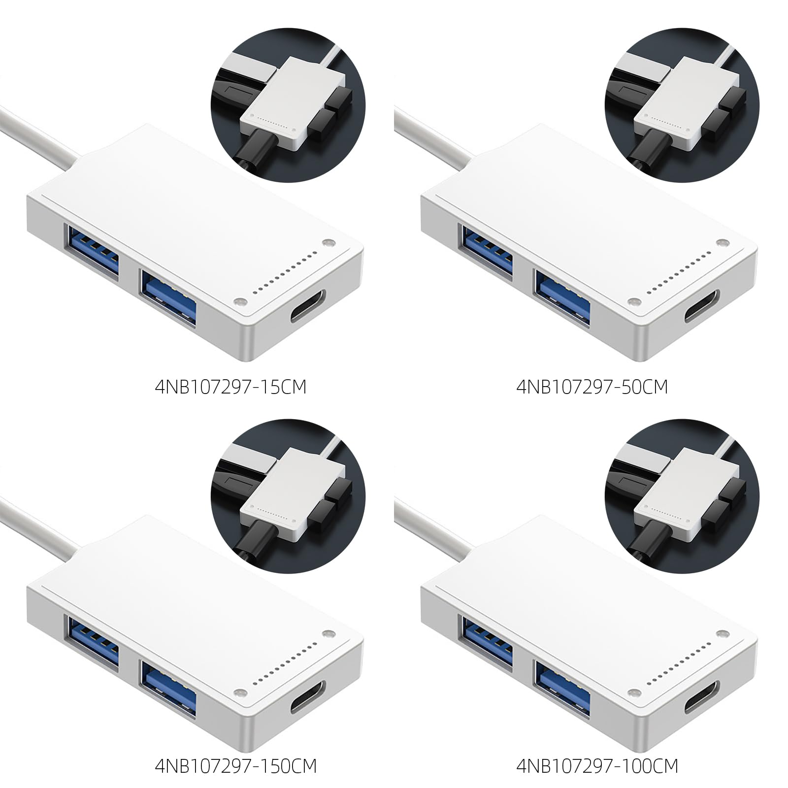 YIGZYCN 4-Port USB Hub with 1 USB 3.0 & 3 USB 2.0 Ports - High-Speed Data Transfer USB Docking Station for Laptop, PC, Mac - Includes Power Adapter for Stable Charging - Perfect for Home Office, Gaming & Work Setup